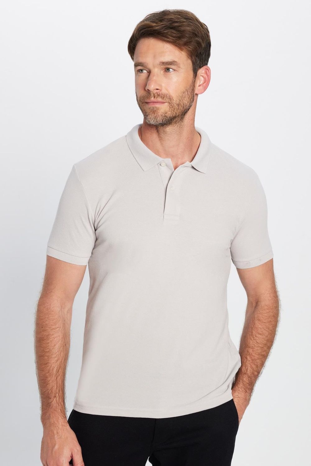 Erkek 5'li Paket Kahverengi-Gri-Bordo-Haki-Mavi Slim Fit Dar Kesim Pamuklu Düz Pike Polo Yaka Tişört
