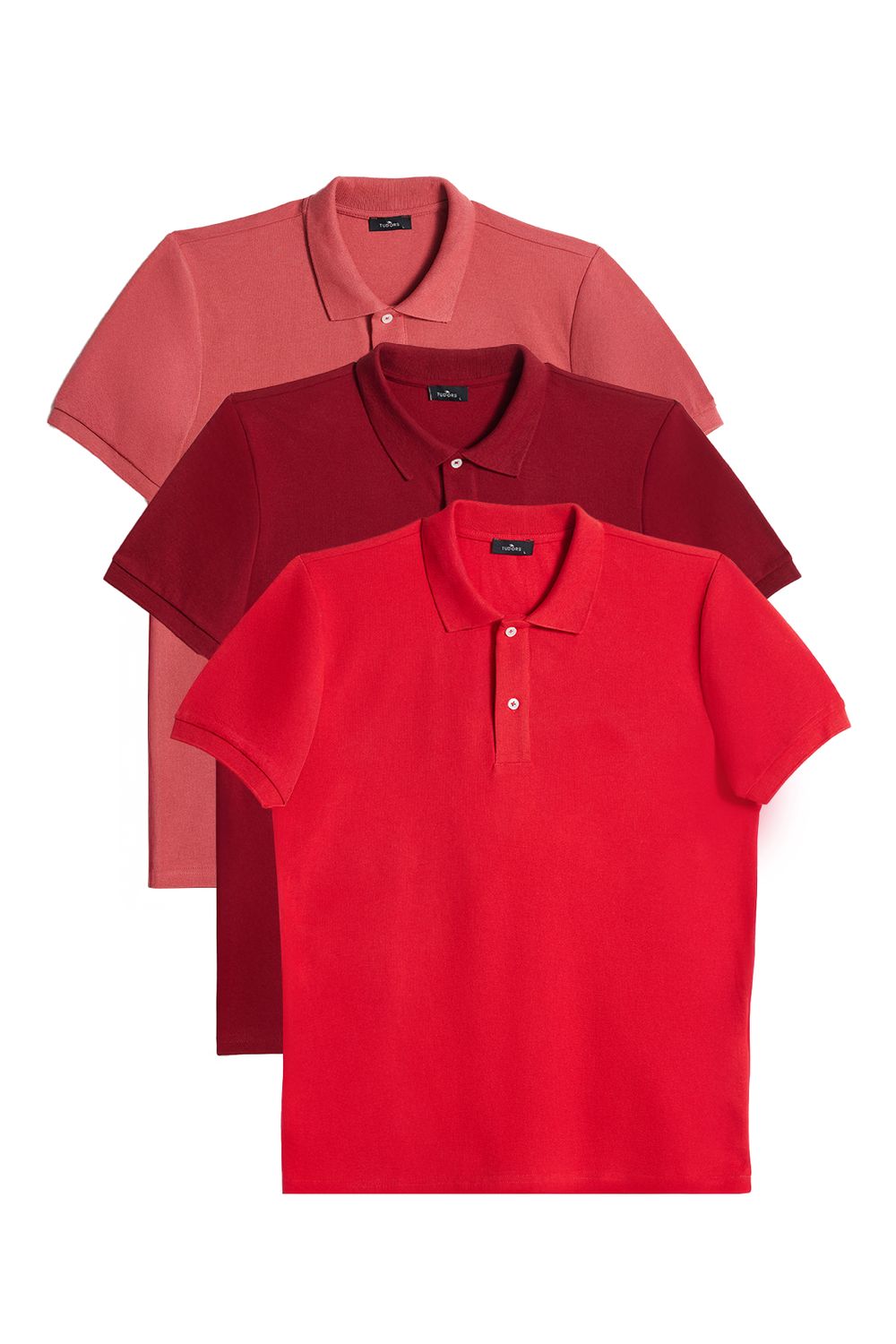 Erkek 3'lü Paket Siyah-Mavi-Beyaz Slim Fit Dar Kesim Pamuklu Düz Pike Polo Yaka Tişört