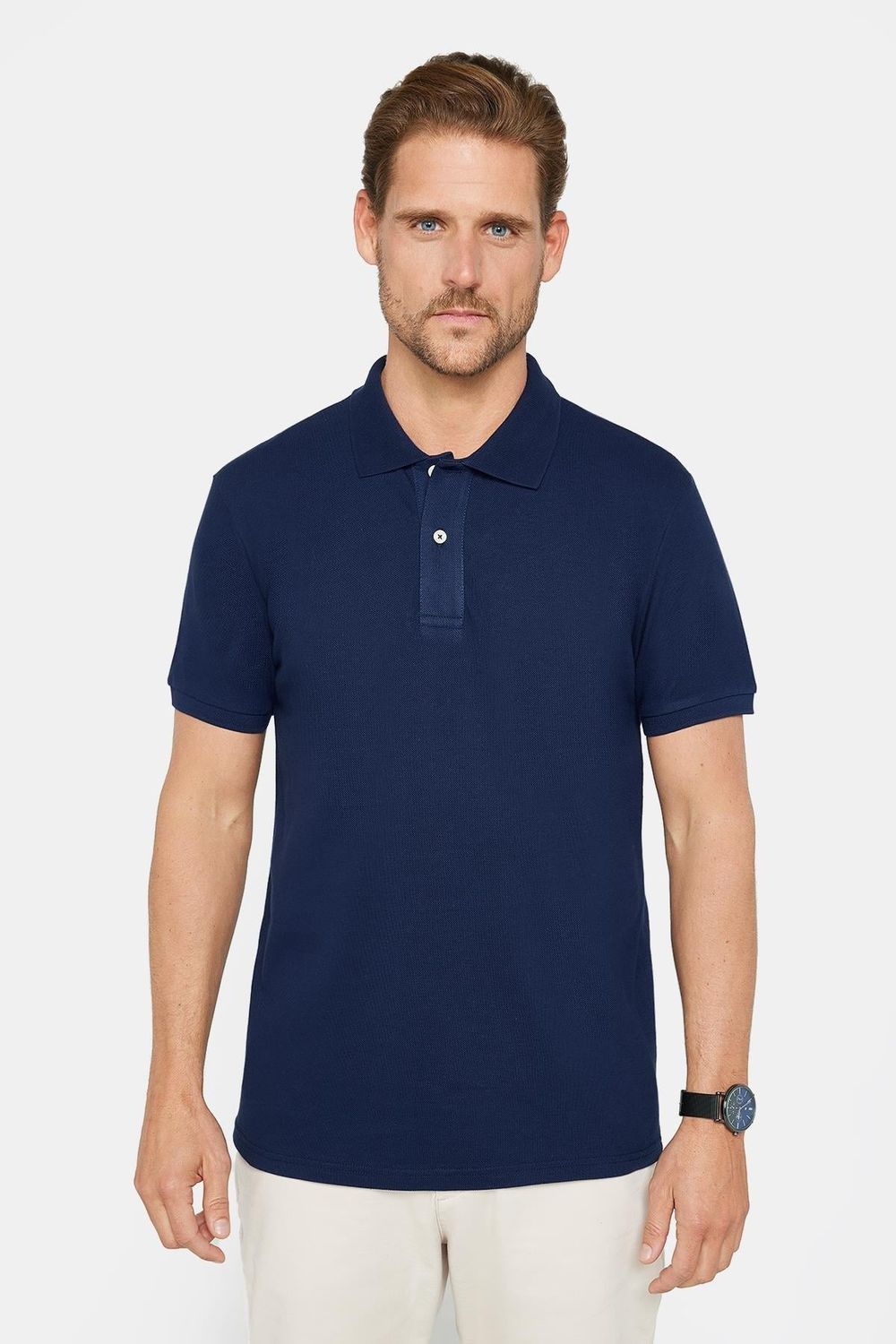 Erkek 3'lü Paket Siyah-Beyaz-Lacivert Slim Fit %100 Pamuk Düz Pike Polo Yaka Tişört