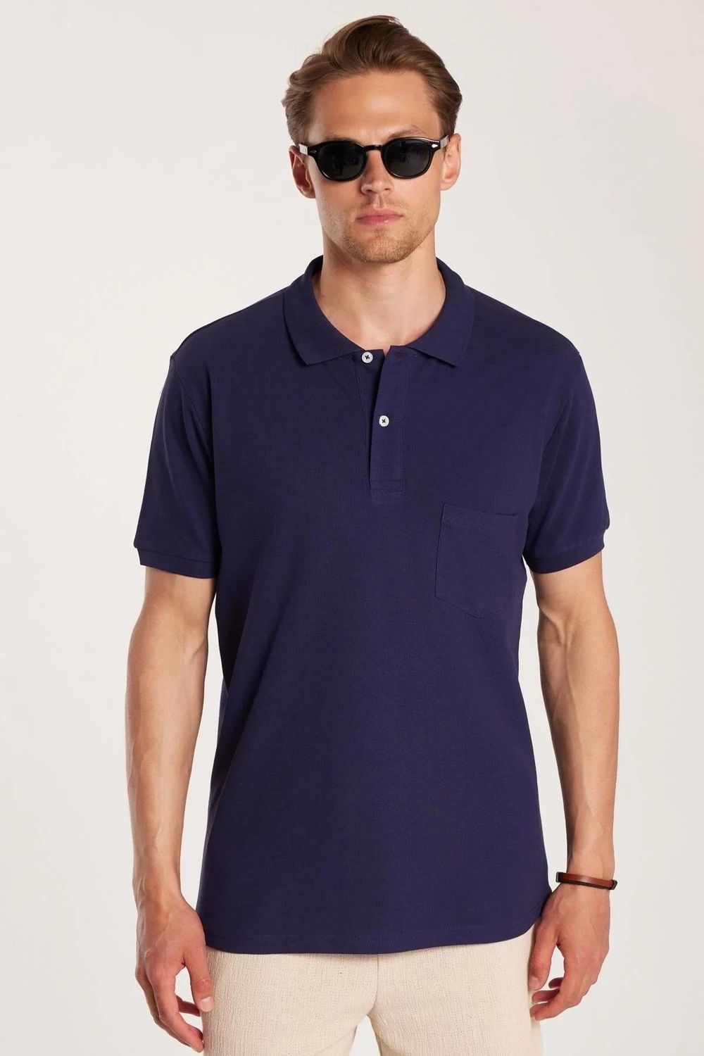 Erkek Regular Fit %100 Pamuk 5'li Siyah-Haki-Bordo-Beyaz-Lacivert Renk Cepli Pike Polo Yaka Tişört