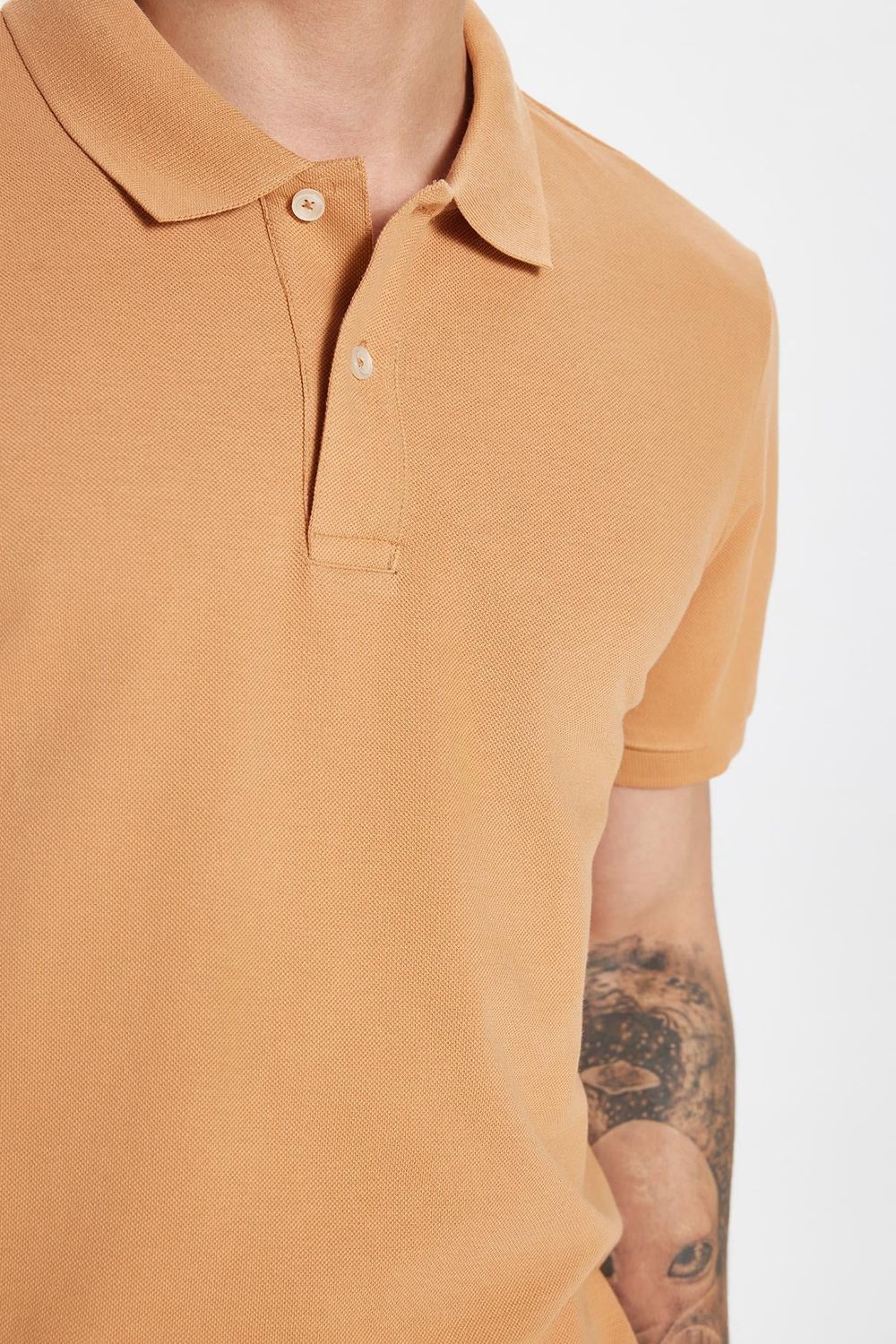 Erkek Slim Fit Dar Kesim %100 Pamuk Kahverengi Polo Yaka Tişört