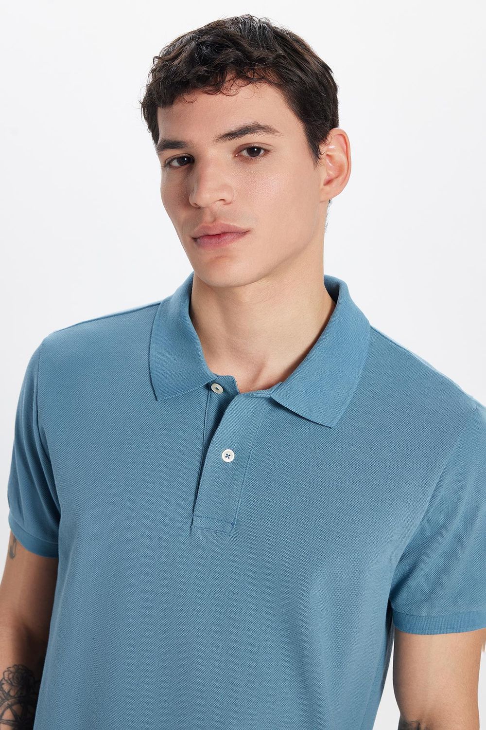 SLIM FIT PLAIN Erkek Slim Fit Dar Kesim %100 Pamuk İndigo Polo Yaka TişörtPIQUE T-SHIRT 24/25  TİŞÖRT