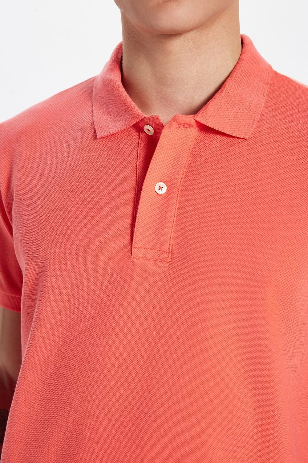 Erkek Slim Fit Dar Kesim %100 Pamuk Mercan Polo Yaka Tişört