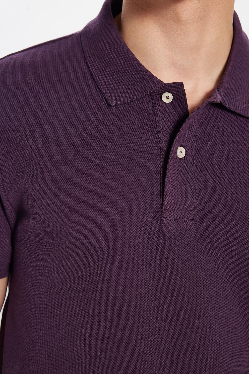 Erkek Slim Fit Dar Kesim %100 Pamuk Mürdüm Polo Yaka Tişört