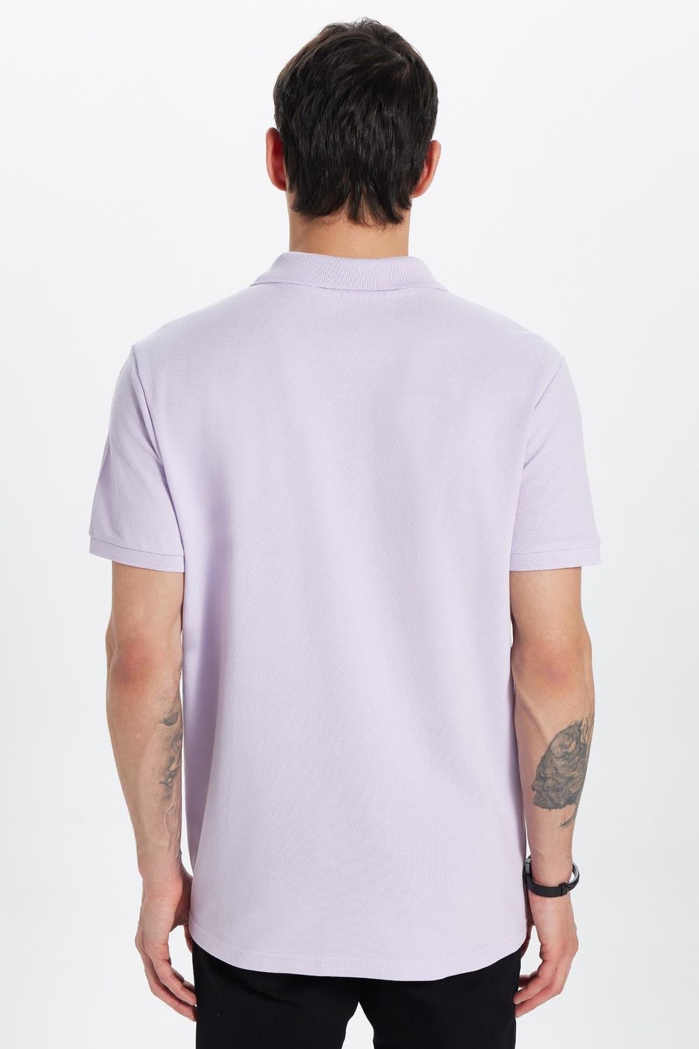 Erkek Slim Fit Dar Kesim %100 Pamuk Lila Polo Yaka Tişört