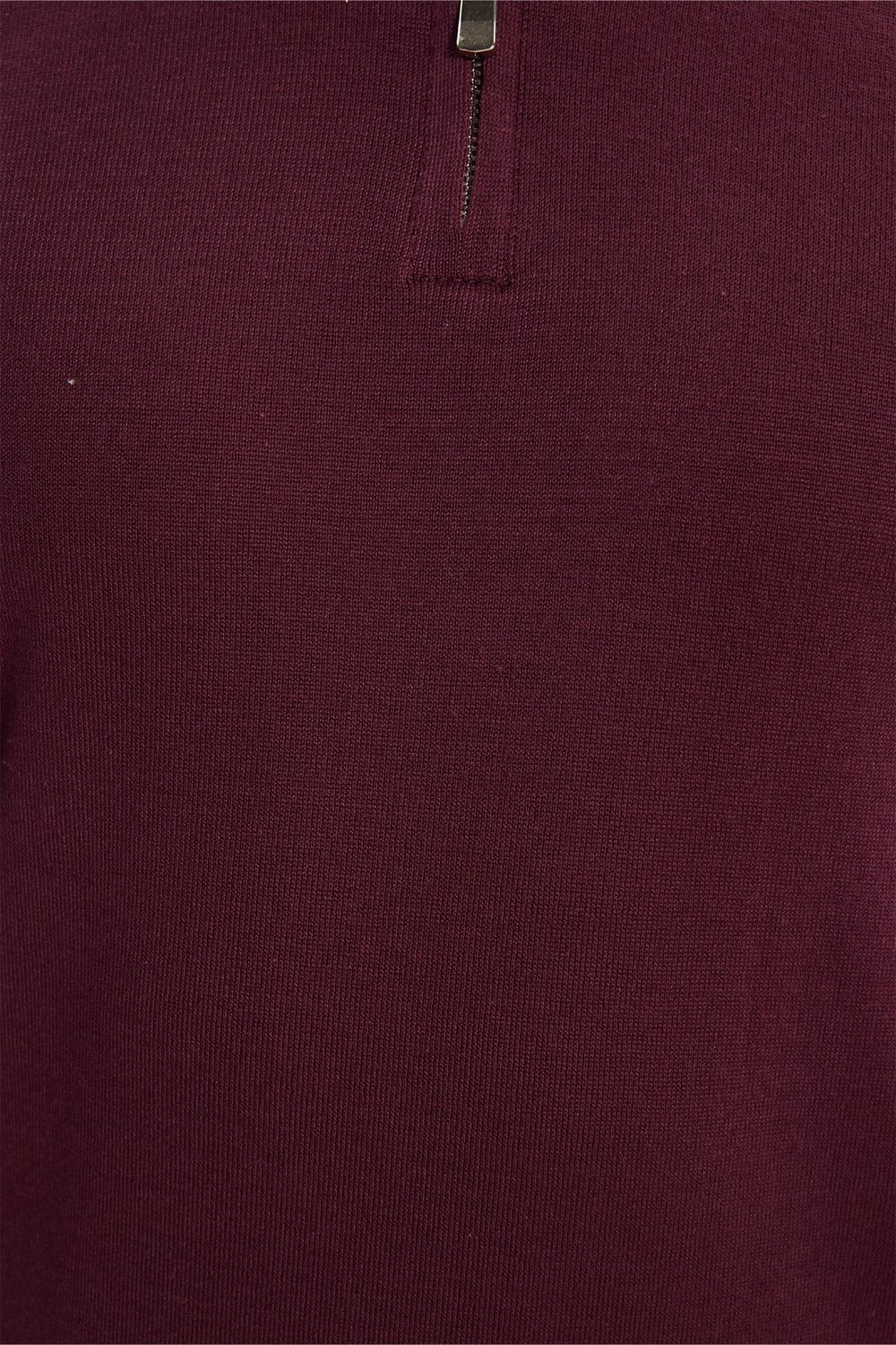 Erkek Slim Fit Dar Kesim %100 Pamuk Örme Triko Fermuarlı Bordo Polo Yaka Tişört
