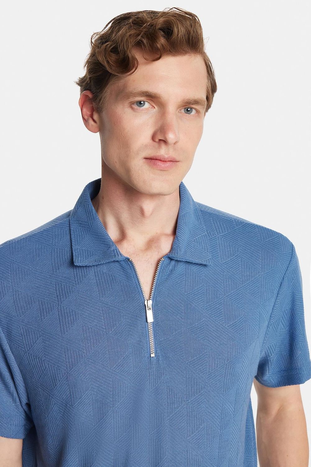 SLIM FIT  T-SHIRT HALF ZIPPER FODEN  TİŞÖRT