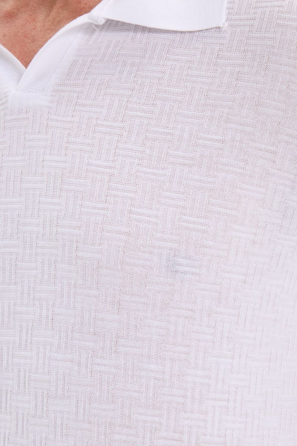 Erkek Slim Fit Dar Kesim Viskon Kumaş Desenli Düz Pike Düğmesiz Beyaz Polo Yaka Tişört