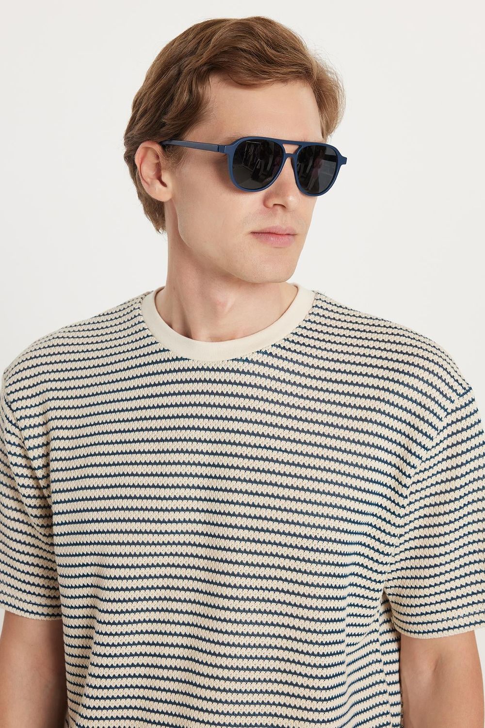 RELAX FIT KNITTED T-SHIRT CREW NECK STRIPE MOUN TİŞÖRT