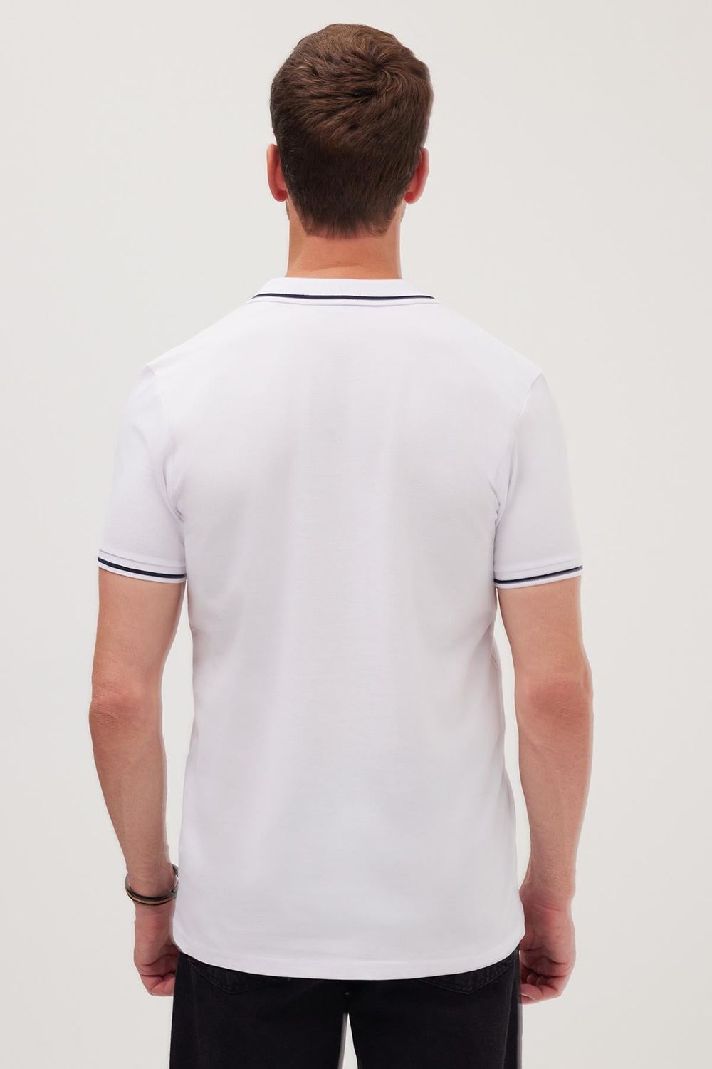 Erkek Slim Fit Dar Kesim Pamuklu Yumuşak Dokulu Serin Tutan Kumaş Düz Pike Polo Yaka Tişört