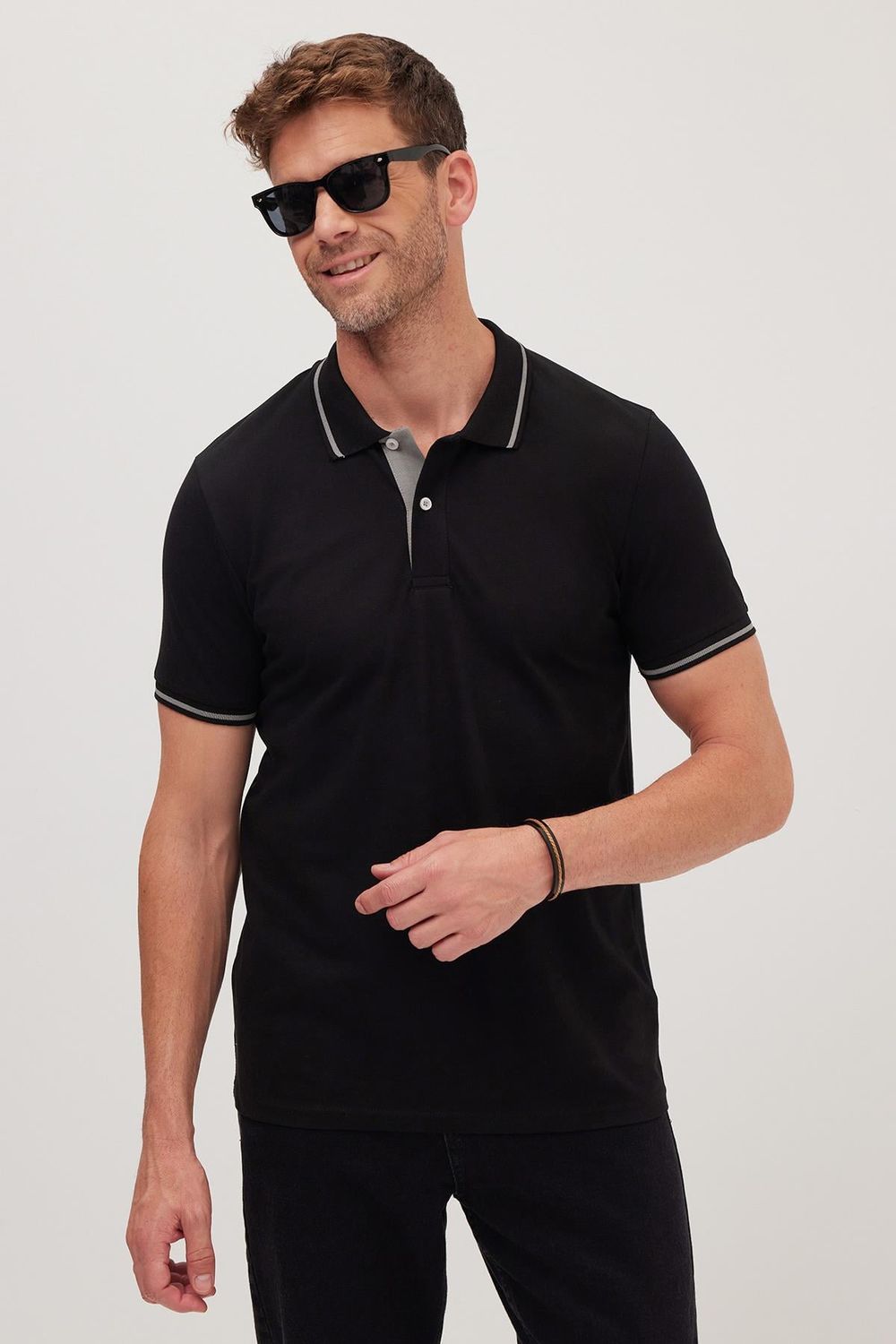 Erkek Slim Fit Dar Kesim Pamuklu Yumuşak Dokulu Serin Tutan Kumaş Düz Pike Polo Yaka Tişört
