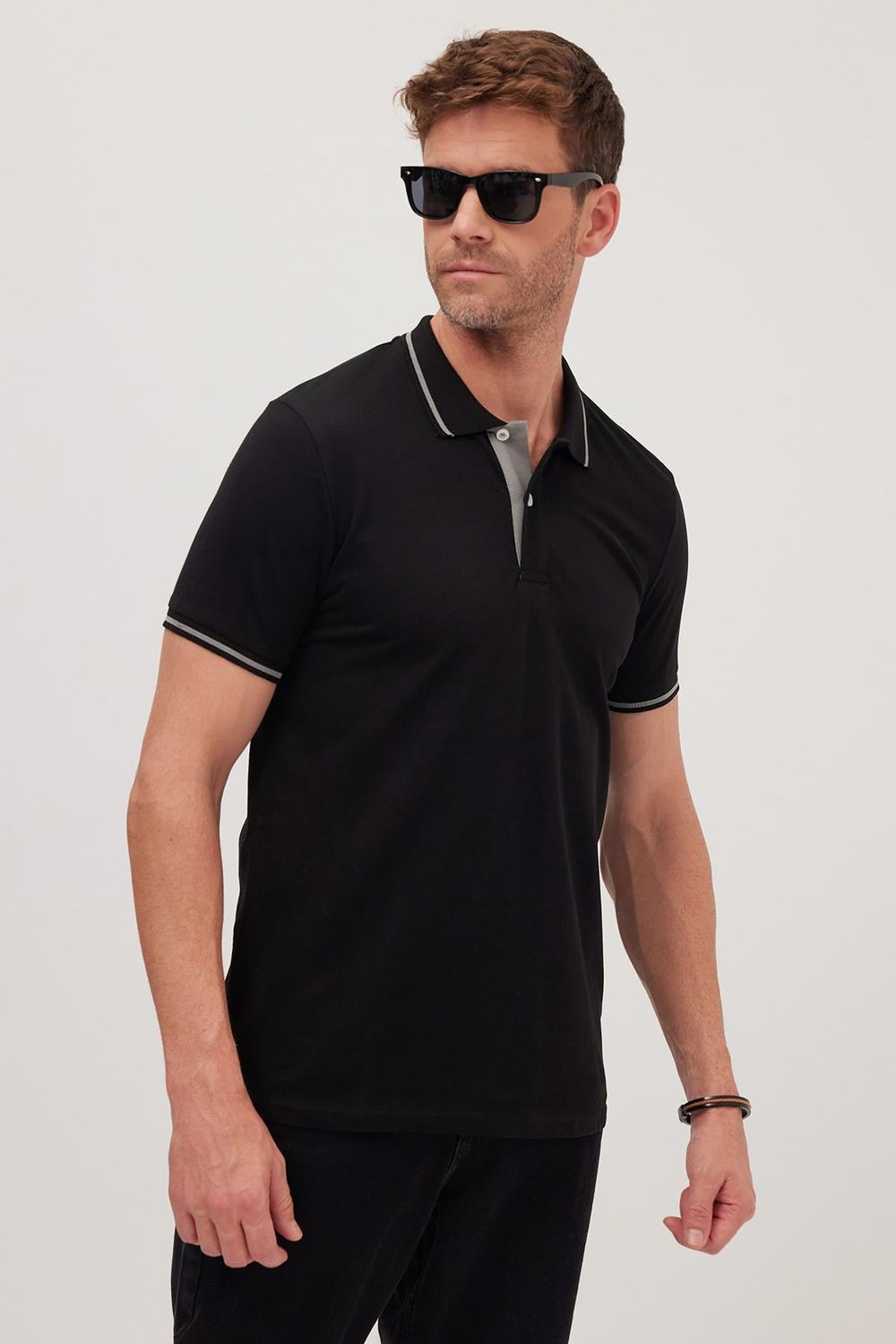 Erkek Slim Fit Dar Kesim Pamuklu Yumuşak Dokulu Serin Tutan Kumaş Düz Pike Polo Yaka Tişört
