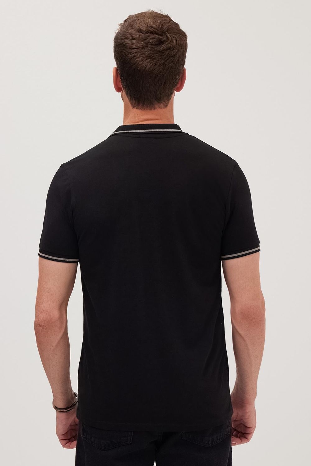 Erkek Slim Fit Dar Kesim Pamuklu Yumuşak Dokulu Serin Tutan Kumaş Düz Pike Polo Yaka Tişört