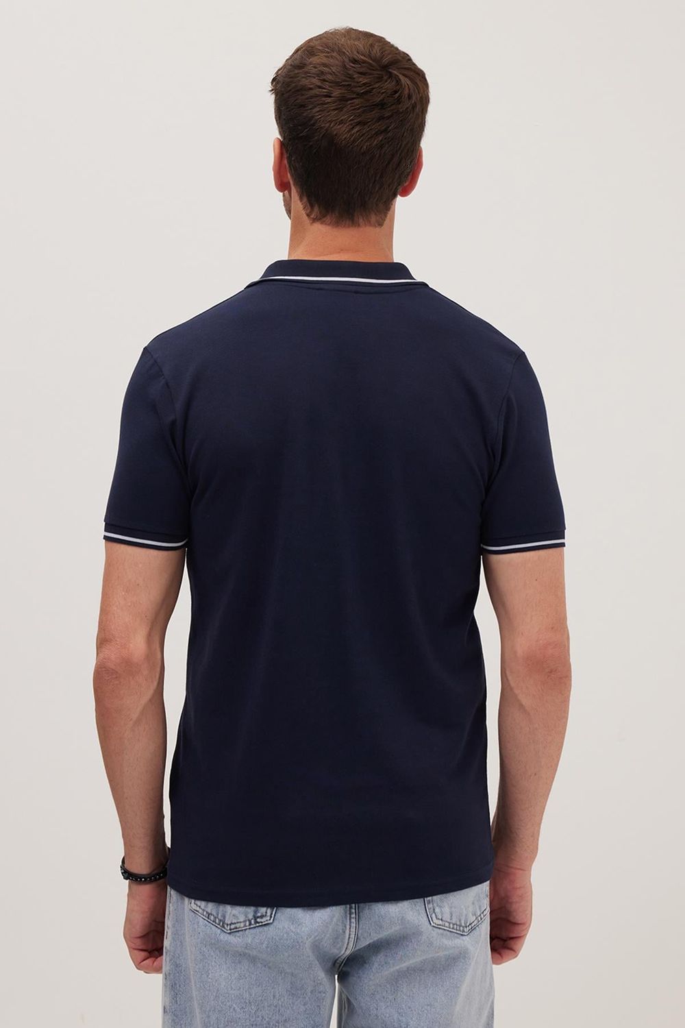 Erkek Slim Fit Dar Kesim Pamuklu Yumuşak Dokulu Serin Tutan Kumaş Düz Pike Polo Yaka Tişört