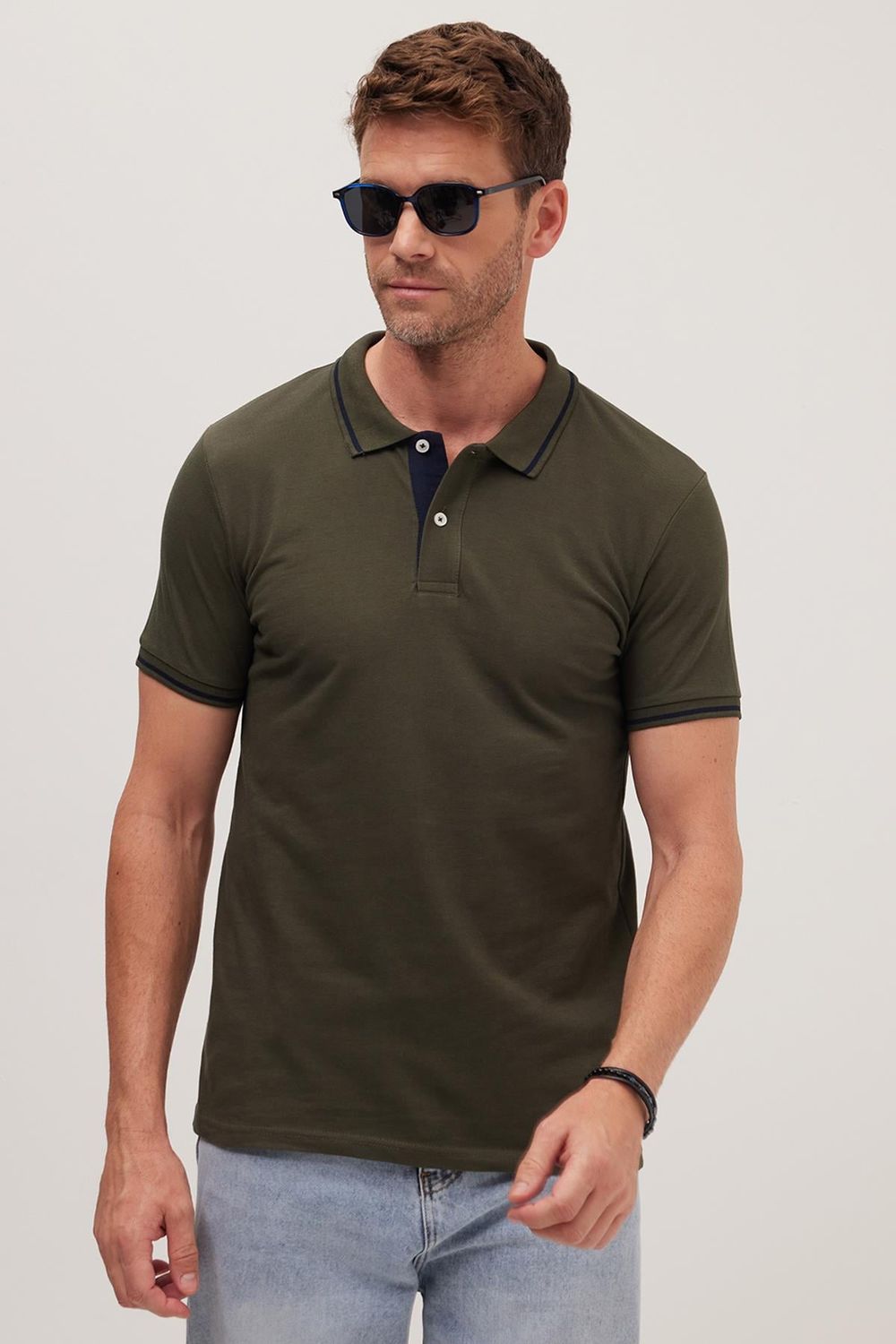 Erkek Slim Fit Dar Kesim Pamuklu Yumuşak Dokulu Serin Tutan Kumaş Düz Pike Polo Yaka Tişört