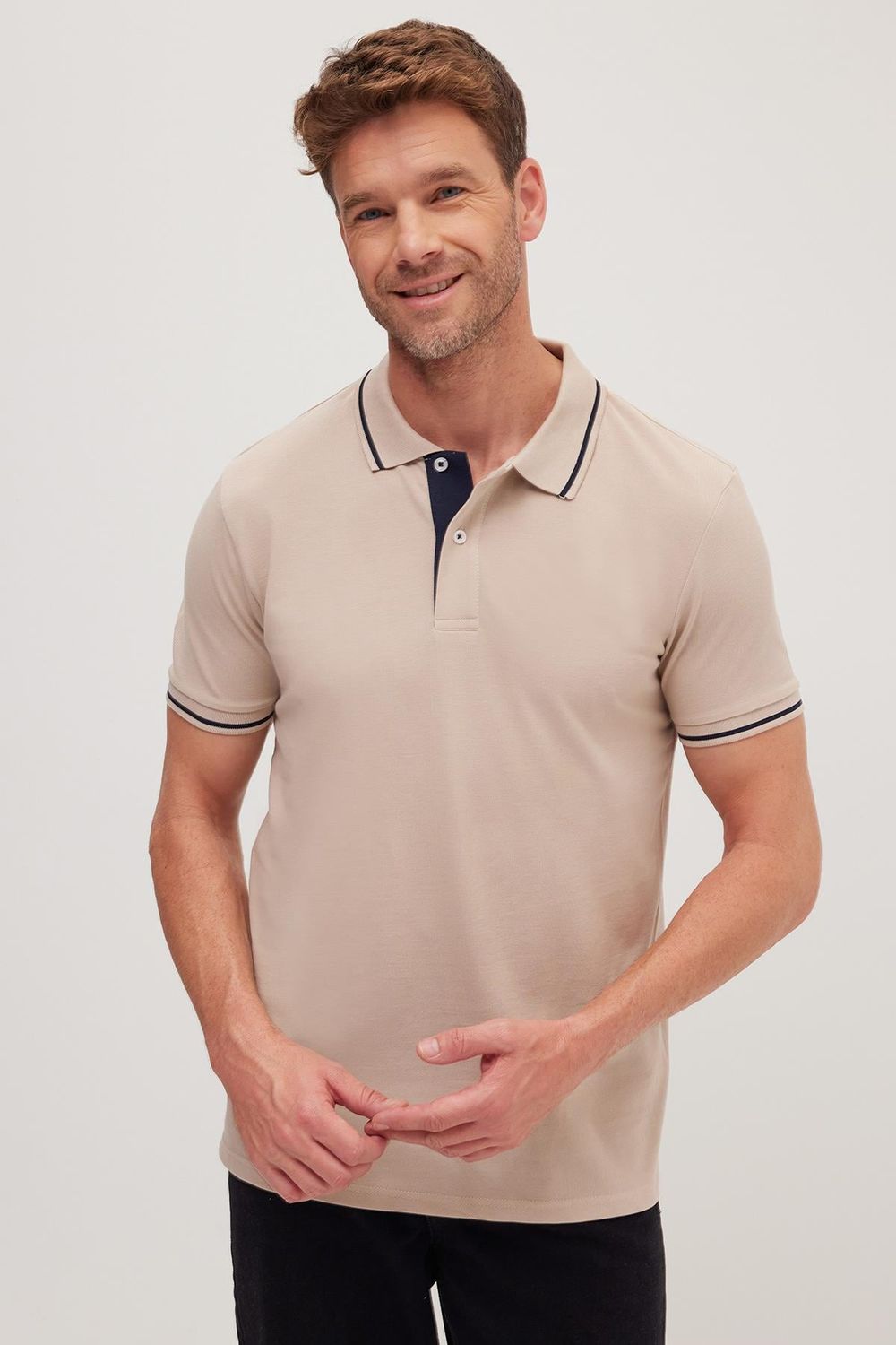 Erkek Slim Fit Dar Kesim Pamuklu Yumuşak Dokulu Serin Tutan Kumaş Düz Pike Polo Yaka Tişört