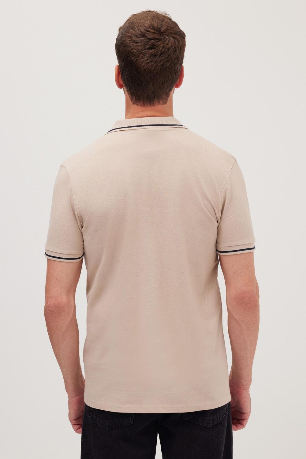 Erkek Slim Fit Dar Kesim Pamuklu Yumuşak Dokulu Serin Tutan Kumaş Düz Pike Polo Yaka Tişört