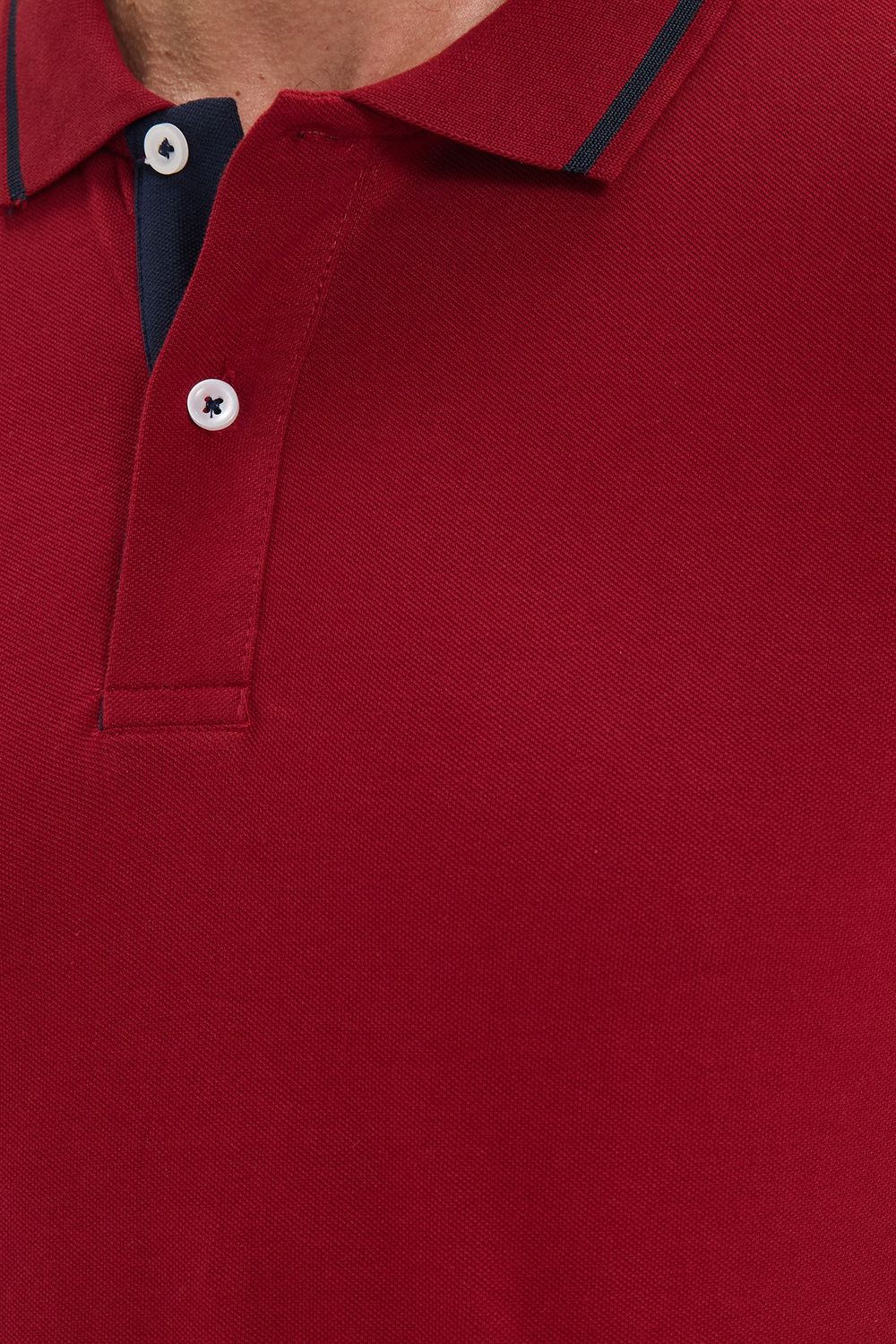 Erkek Slim Fit Dar Kesim %100 Pamuk Yumuşak Dokulu Serin Tutan Kumaş Düz Pike Bordo Polo Yaka Tişört