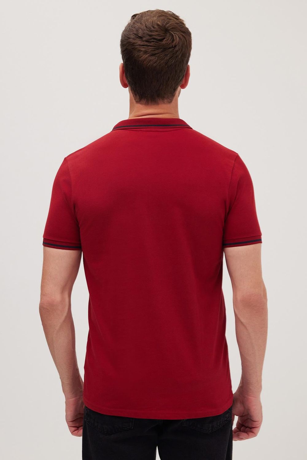 Erkek Slim Fit Dar Kesim Pamuklu Yumuşak Dokulu Serin Tutan Kumaş Düz Pike Polo Yaka Tişört