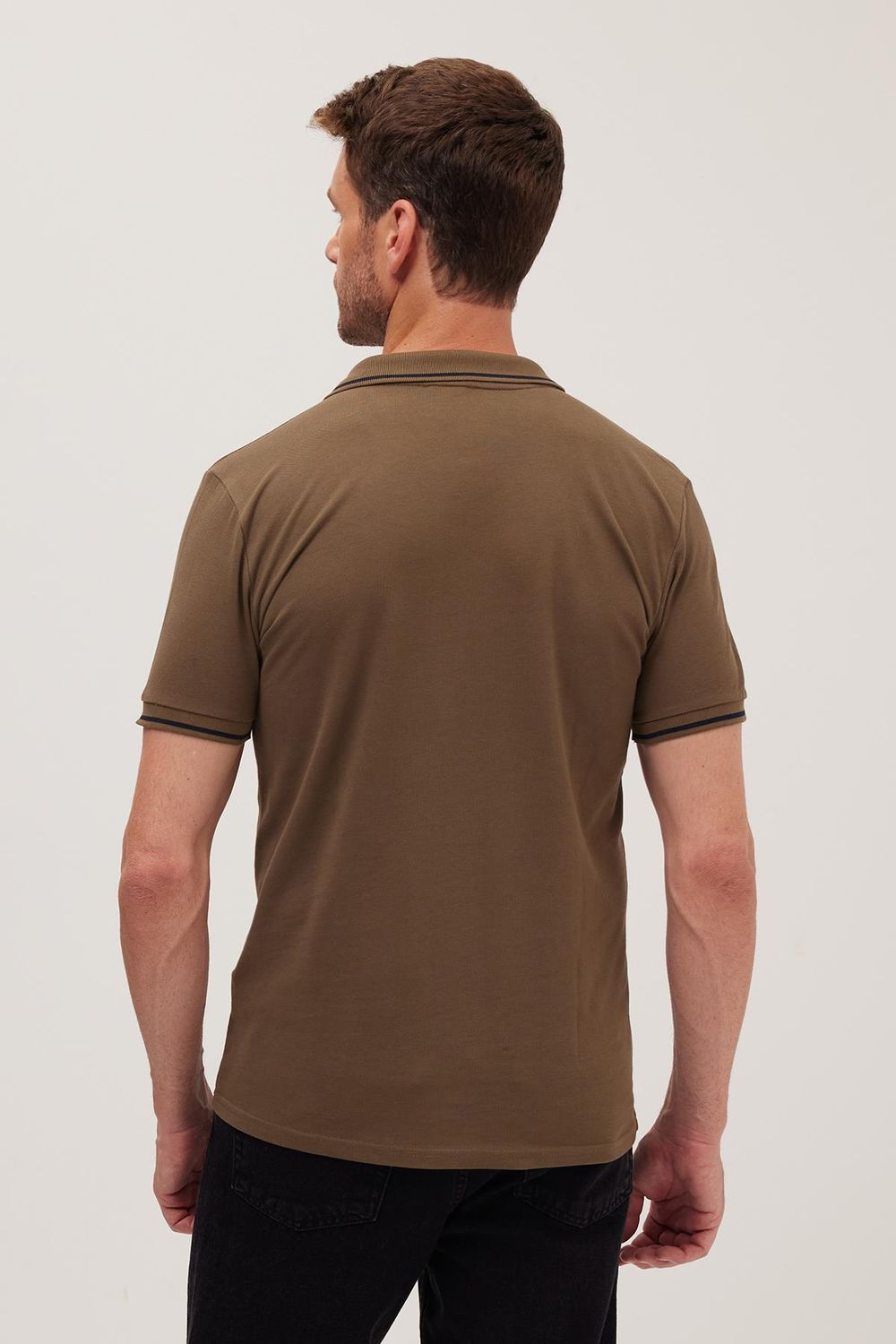 Erkek Slim Fit Dar Kesim Pamuklu Yumuşak Dokulu Serin Tutan Kumaş Düz Pike Polo Yaka Tişört
