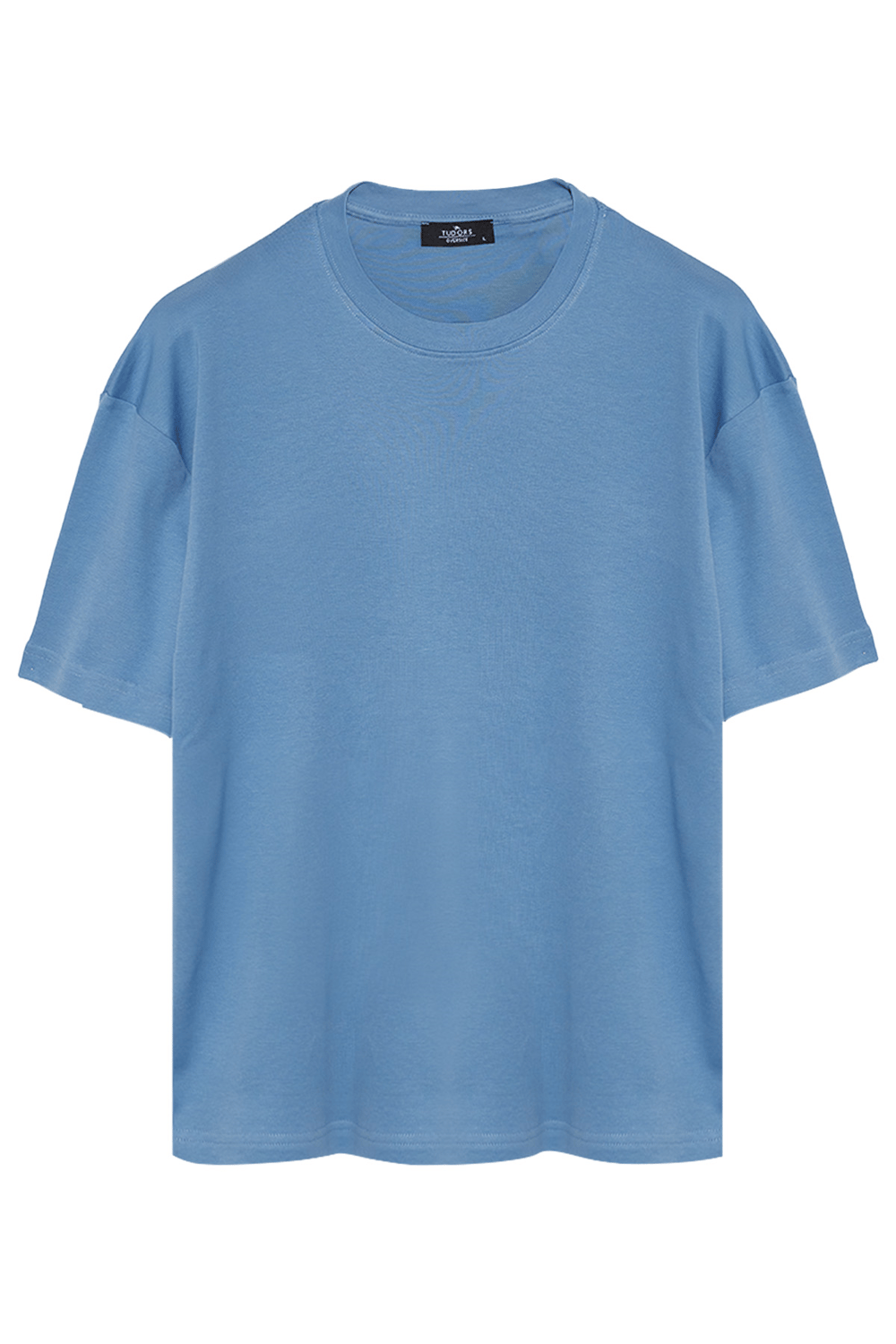 Unisex 3'lü Paket Mavi-Beyaz-Kahverengi Oversize Geniş Kesim %100 Pamuk Basic Bisiklet Yaka Tişört
