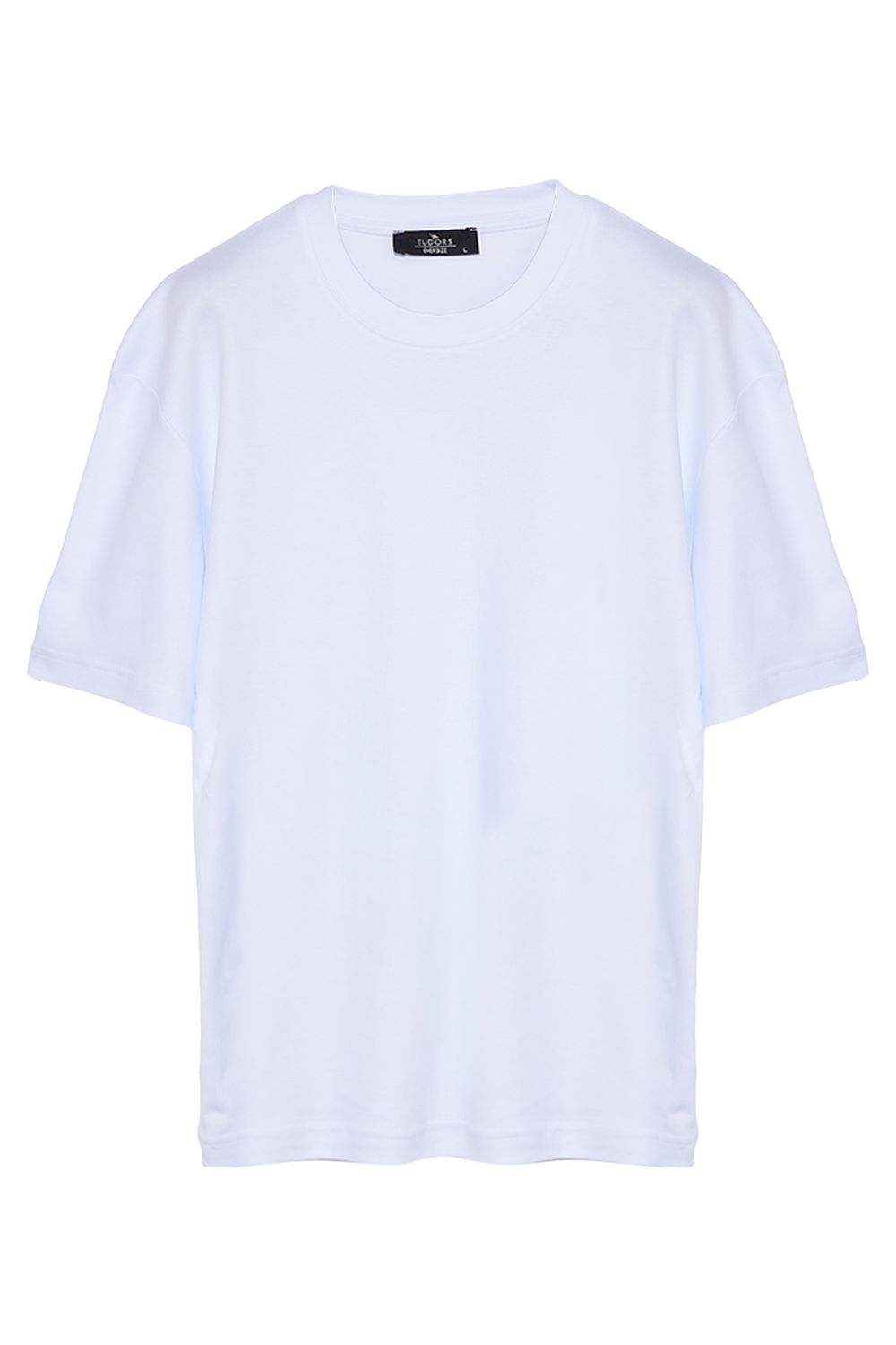 Unisex 3'lü Paket Mavi-Beyaz-Kahverengi Oversize Geniş Kesim %100 Pamuk Basic Bisiklet Yaka Tişört