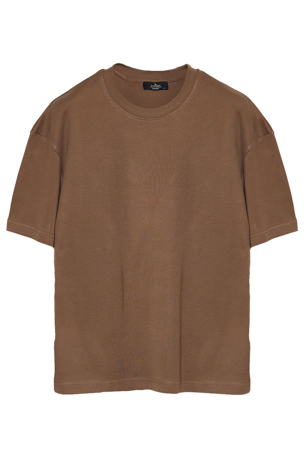 Unisex 3'lü Paket Mavi-Beyaz-Kahverengi Oversize Geniş Kesim %100 Pamuk Basic Bisiklet Yaka Tişört
