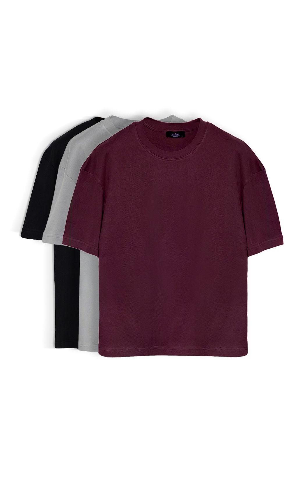 THREE PIECES OVERSIZE SHORT SLV PLAIN CREW NECK T-SHIRT