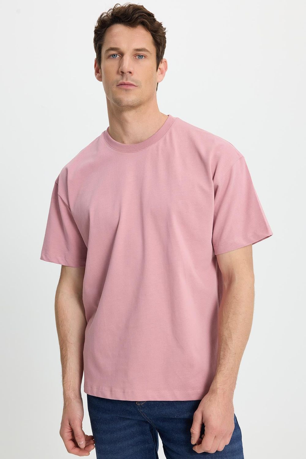 BOXY FIT SHORT SLV PLAIN CREW NECK T-SHIRT