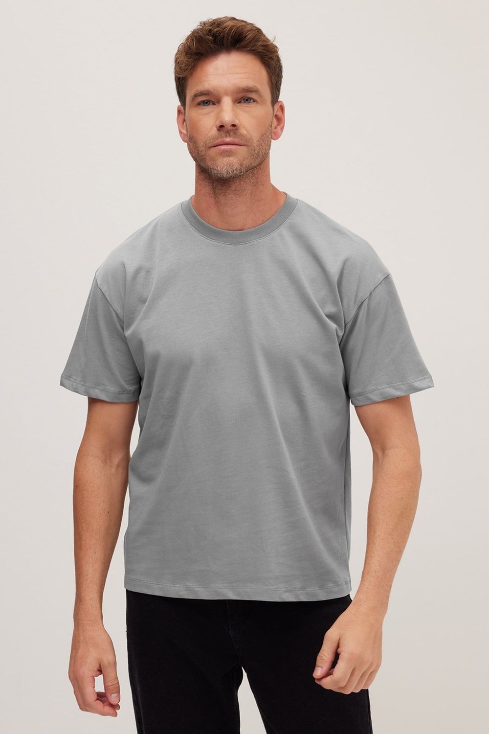 BOXY FIT SHORT SLV PLAIN CREW NECK T-SHIRT