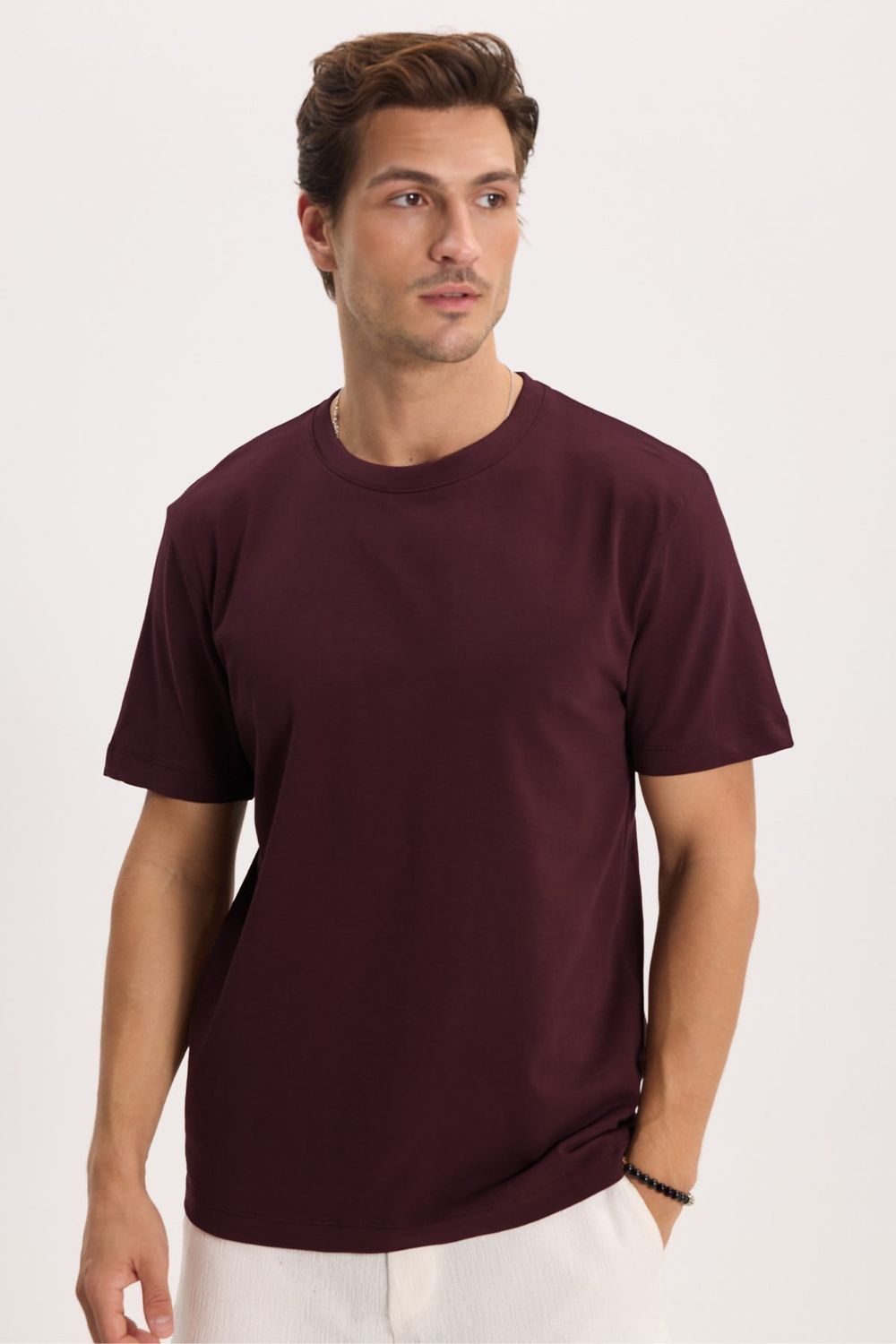 REGULAR FIT SHORT SLV PLAIN CREW NECK T-SHIRT
