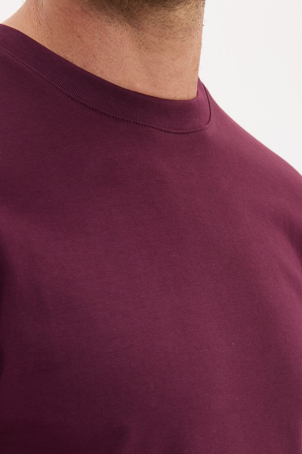 Unisex Regular Fit Rahat Kesim %100 Pamuk Bisiklet Yaka Bordo Tişört