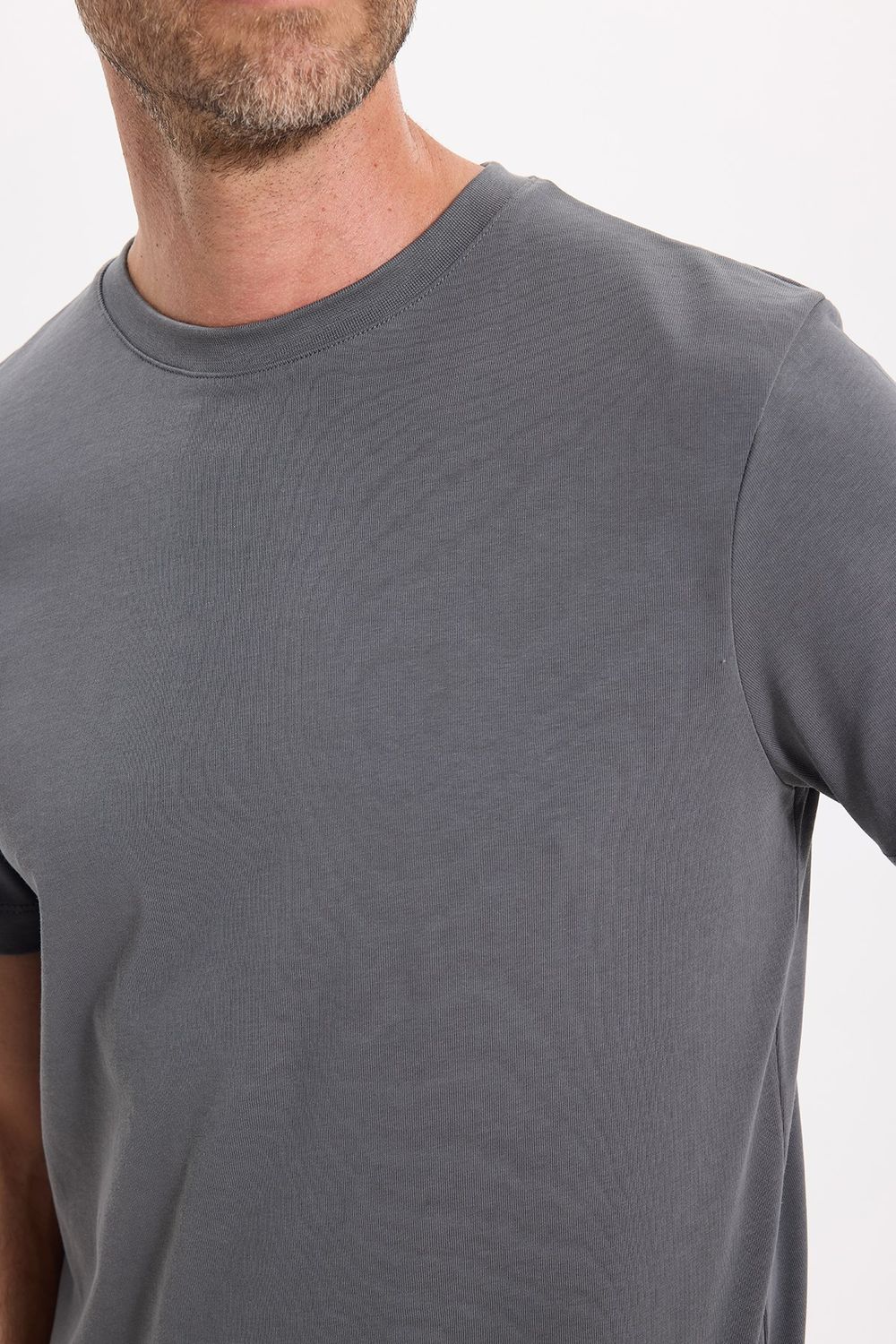 Unisex Regular Fit Rahat Kesim %100 Pamuk Bisiklet Yaka Füme Tişört