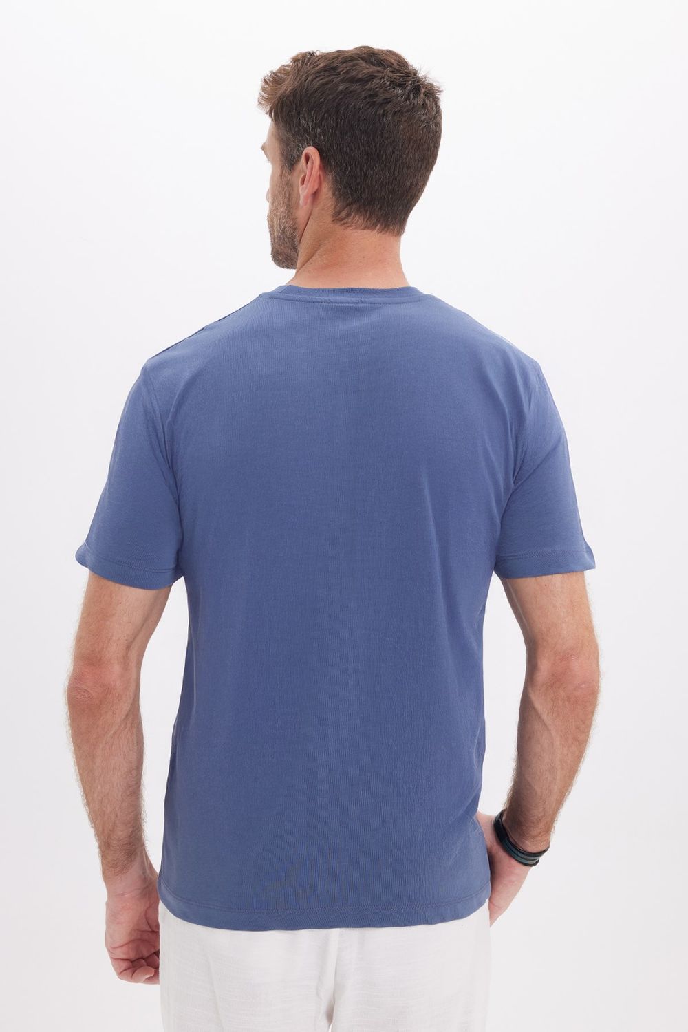 Unisex Regular Fit Rahat Kesim %100 Pamuk Bisiklet Yaka İndigo Tişört