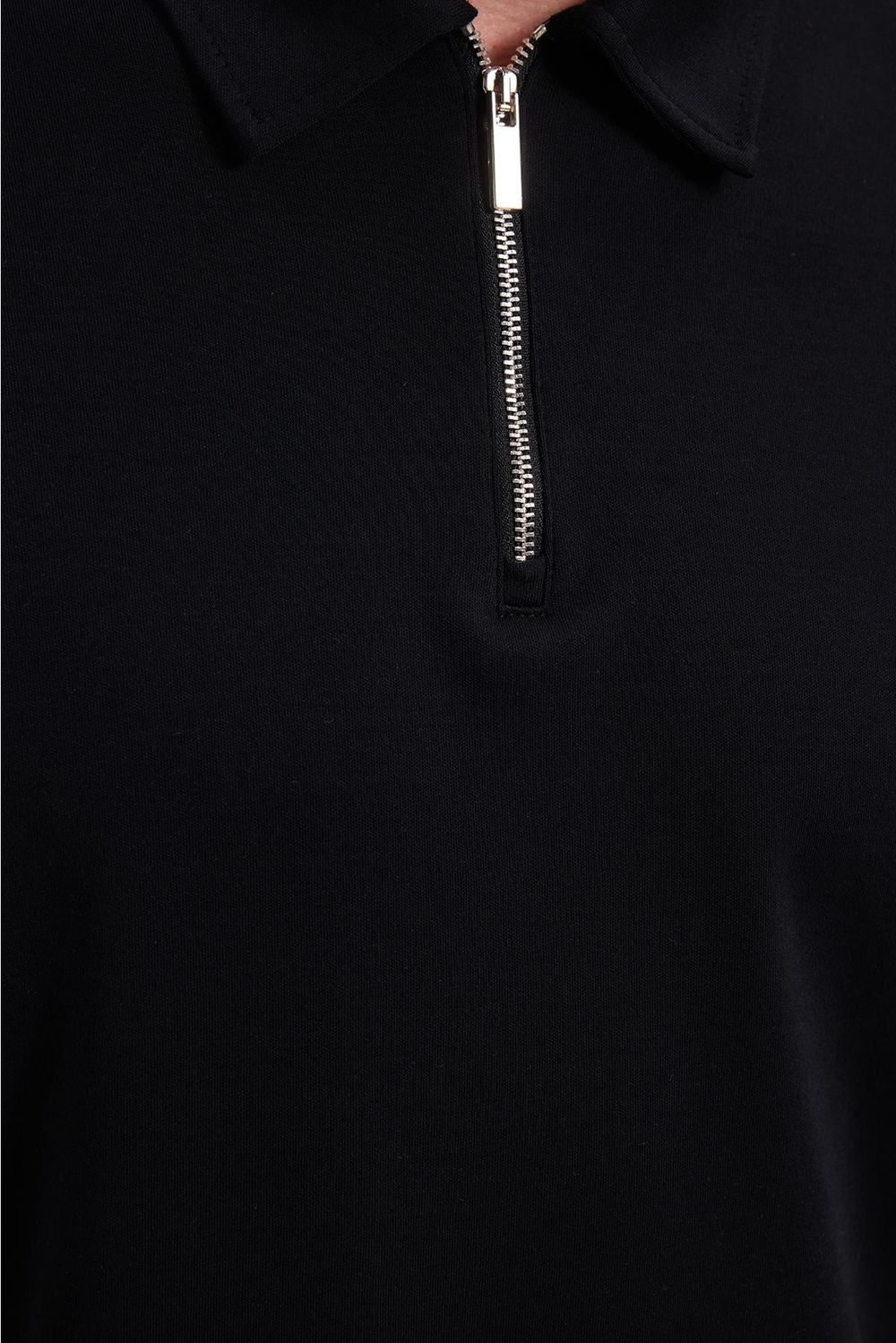 RELAX FIT POLO NECK HALF ZIPPER  LONG SLV T-SHIRT COTTON PLAIN