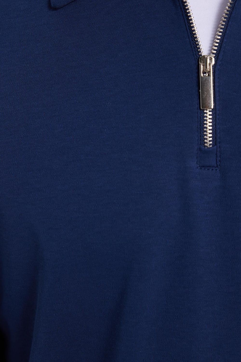 RELAX FIT POLO NECK HALF ZIPPER  LONG SLV T-SHIRT COTTON PLAIN