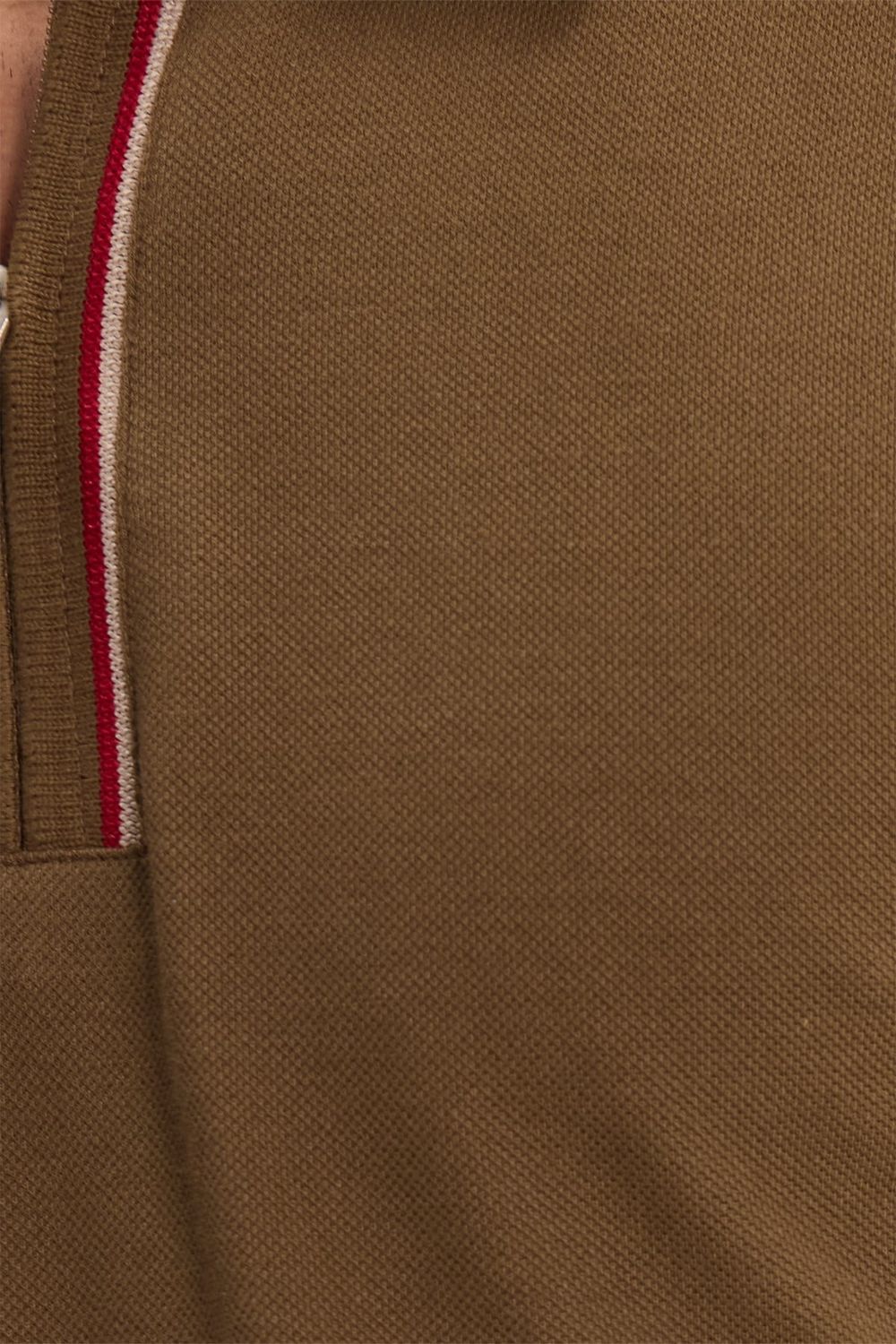 Erkek Slim Fit Dar Kesim %100 Pamuk Kısa Kollu Yarım Fermuarlı Vizon Polo Yaka Tişört
