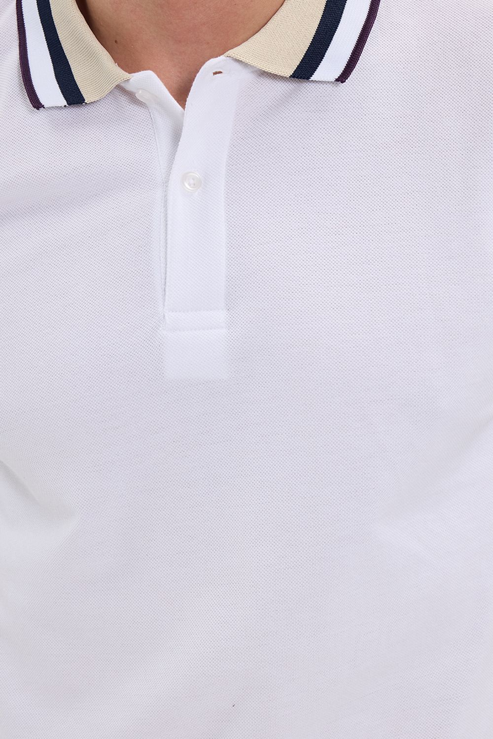 Erkek Slim Fit Dar Kesim %100 Pamuk Beyaz Polo Yaka Tişört