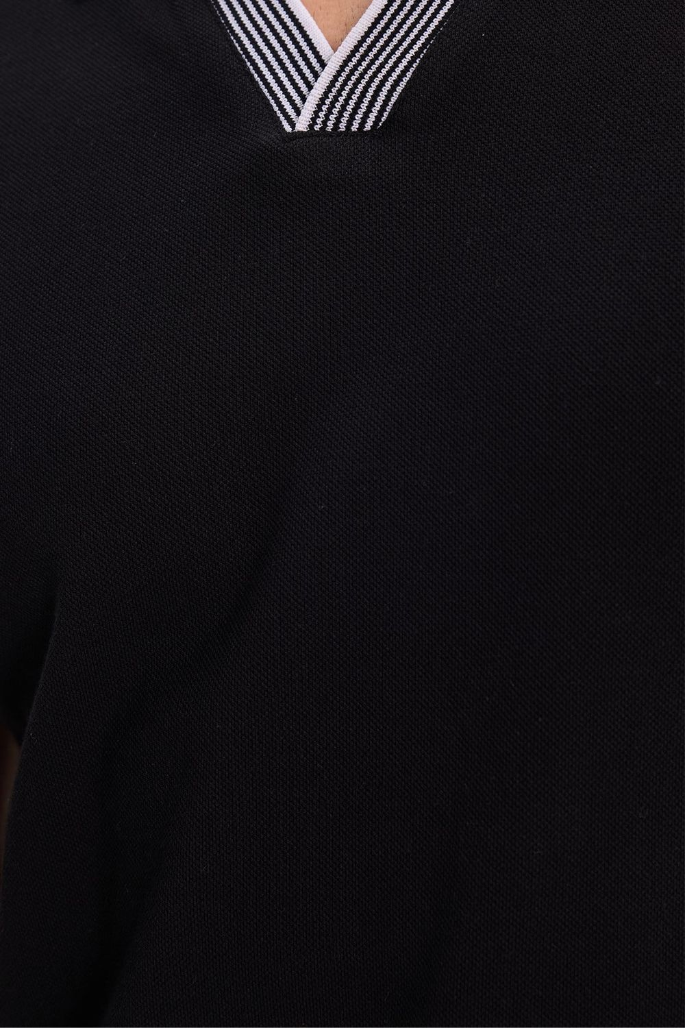 Erkek Slim Fit Dar Kesim %100 Pamuk Siyah Polo Yaka Tişört