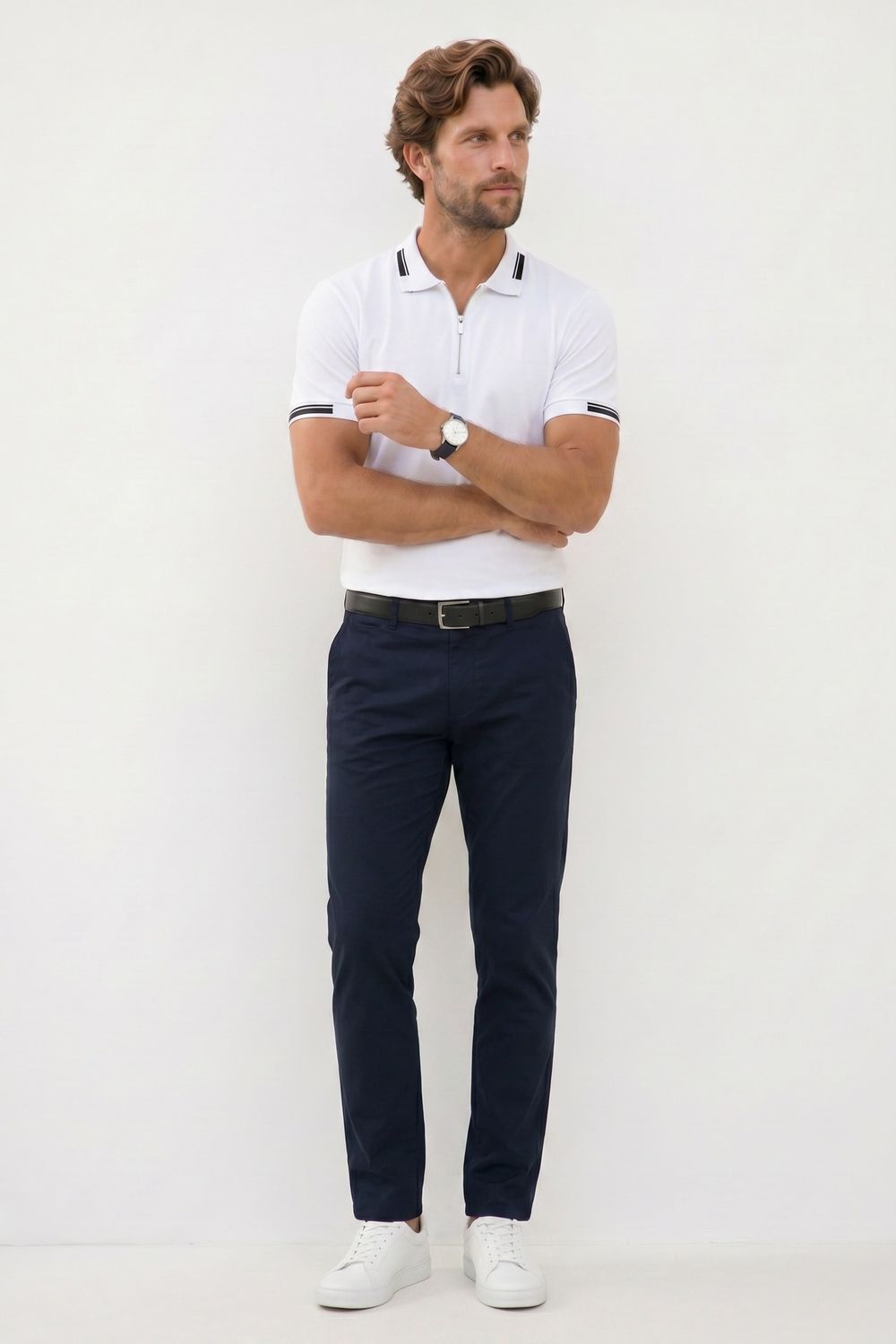 SLIM FIT T-SHIRT PIQUE ZIPPER COLLAR DIDA  TİŞÖRT