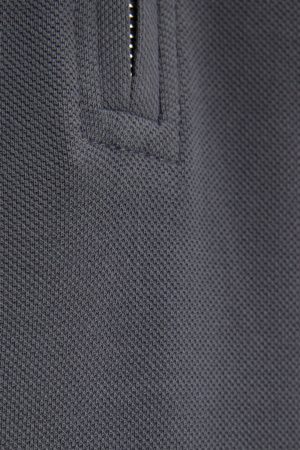 Erkek Slim Fit Dar Kesim %100 Pamuk Kısa Kollu Fermuarlı Antrasit Polo Yaka Tişört