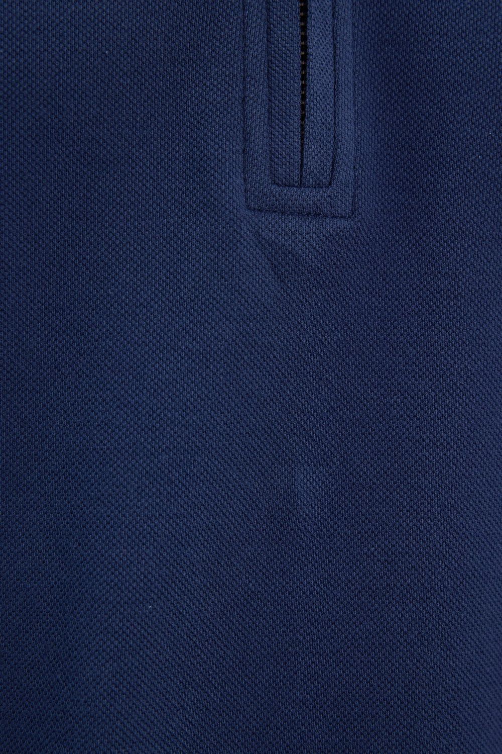 Erkek Slim Fit Dar Kesim %100 Pamuk Kısa Kollu Fermuarlı Lacivert Polo Yaka Tişört