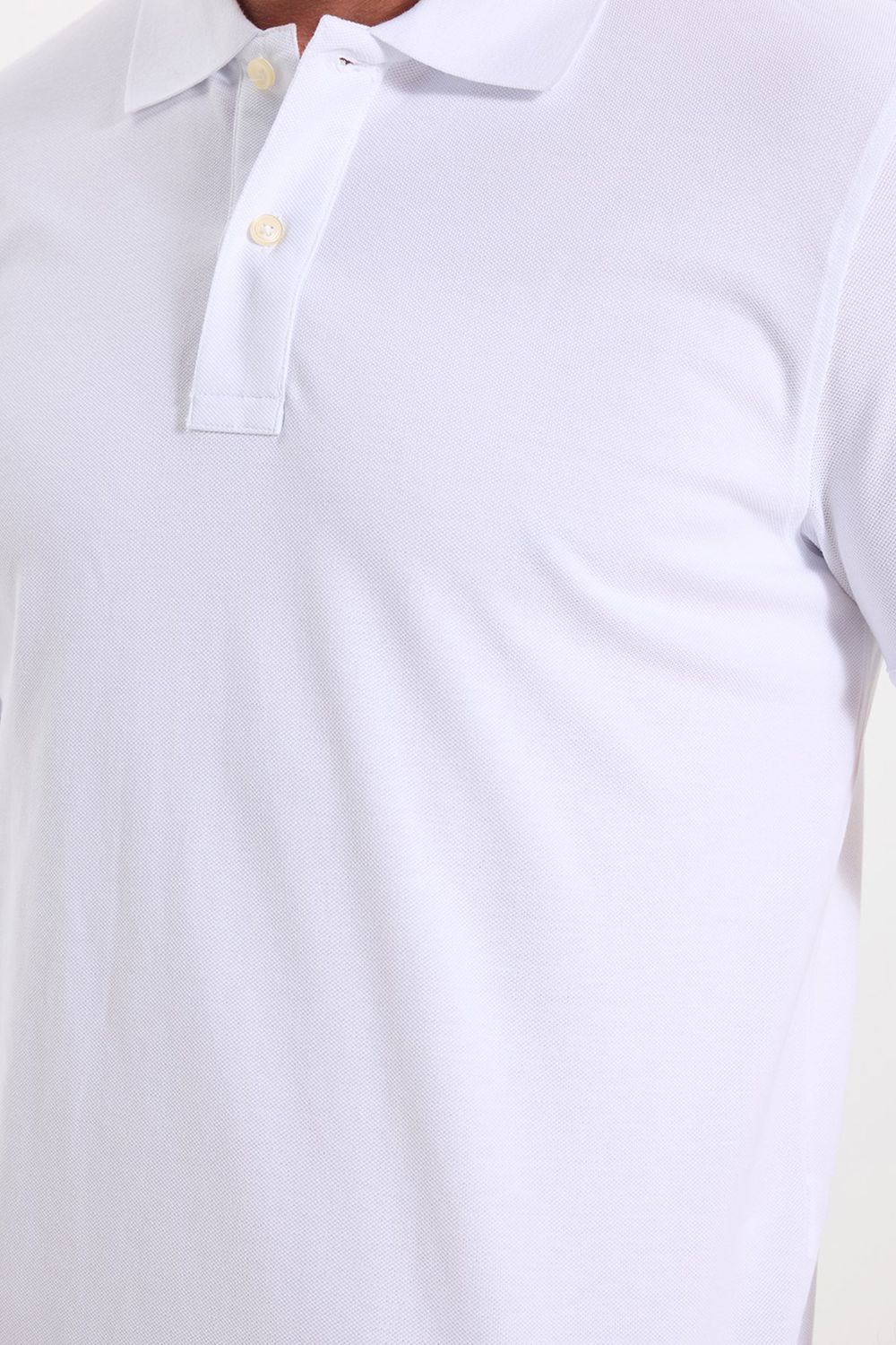 Erkek Slim Fit Dar Kesim Premium Seri %100 Pamuk Yumuşak Dokulu Merserize Beyaz Polo Yaka Tişört 
