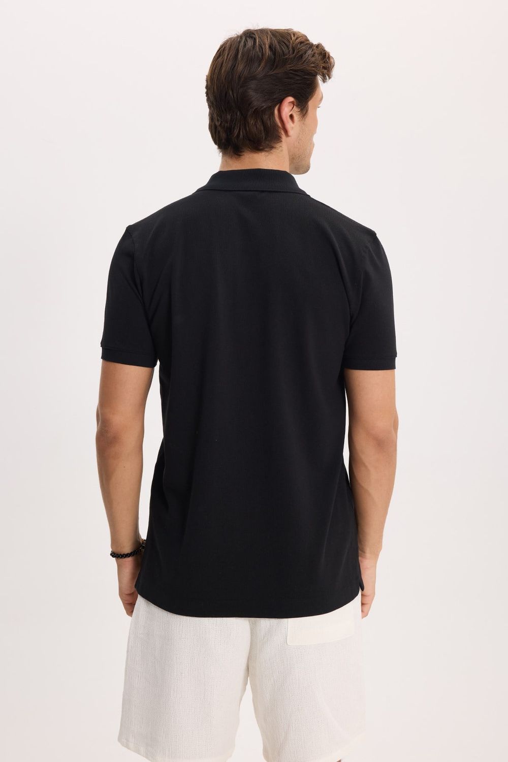 Erkek Slim Fit Dar Kesim Premium Seri %100 Pamuk Yumuşak Dokulu Merserize Siyah Polo Yaka Tişört