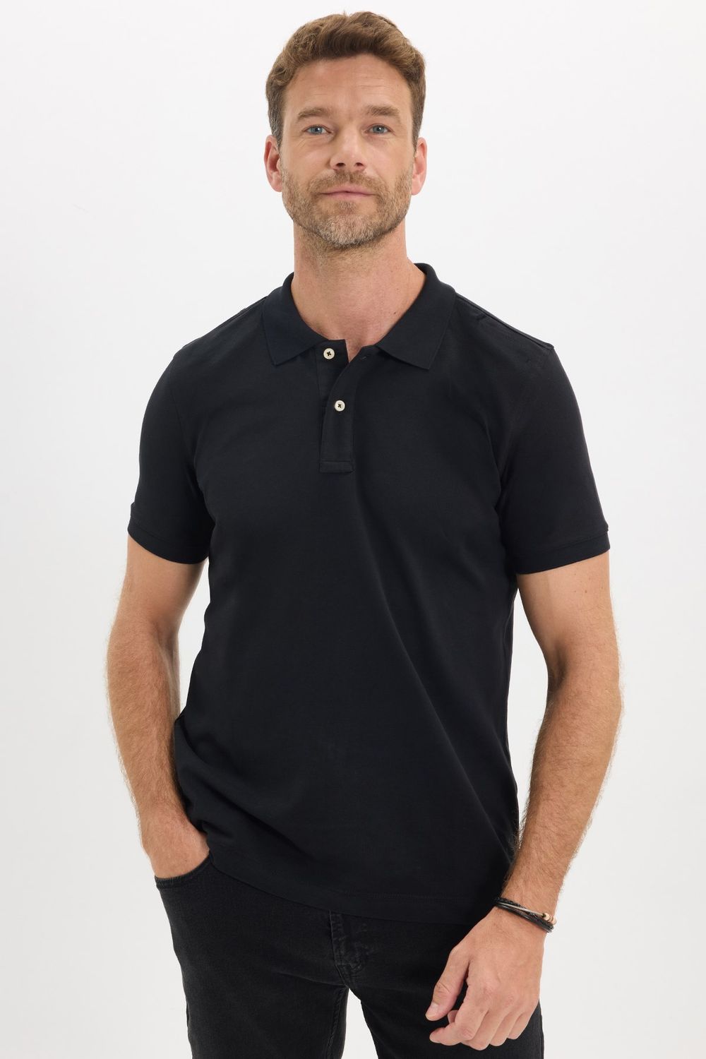 Erkek Slim Fit Dar Kesim Premium Seri %100 Pamuk Yumuşak Dokulu Merserize Siyah Polo Yaka Tişört
