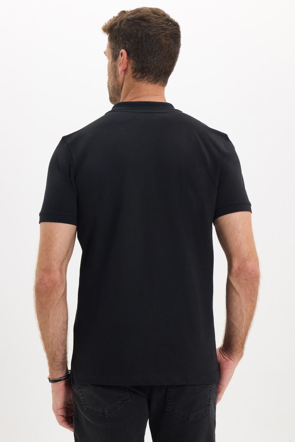 Erkek Slim Fit Dar Kesim Premium Seri %100 Pamuk Yumuşak Dokulu Merserize Siyah Polo Yaka Tişört