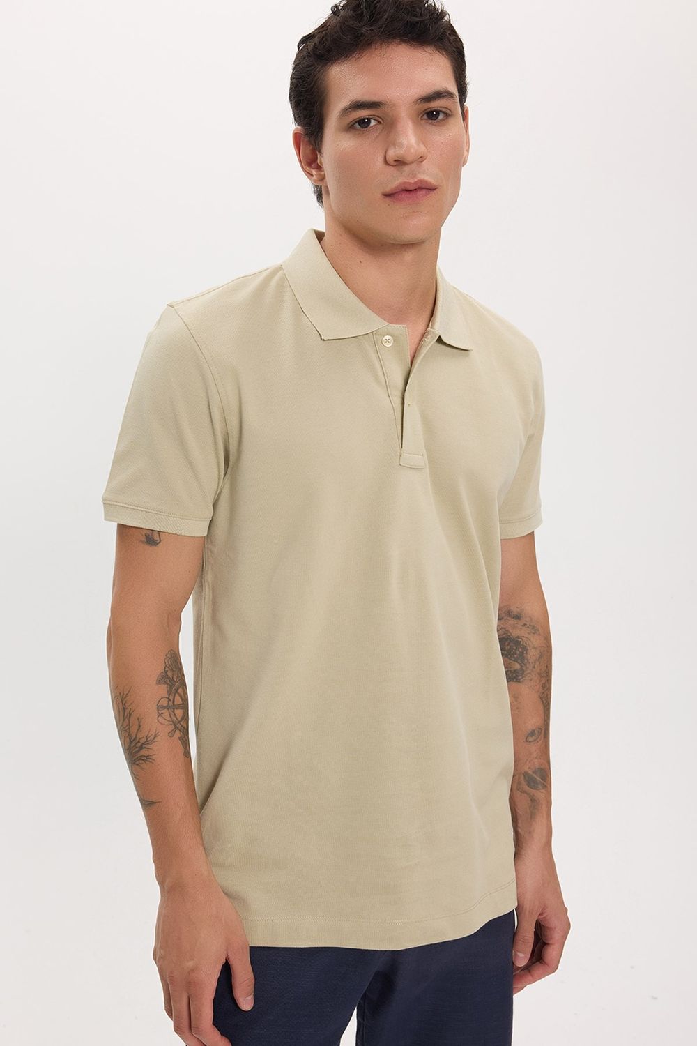 Erkek Slim Fit Dar Kesim Premium Seri %100 Pamuk Yumuşak Dokulu Merserize Gri Polo Yaka Tişört 