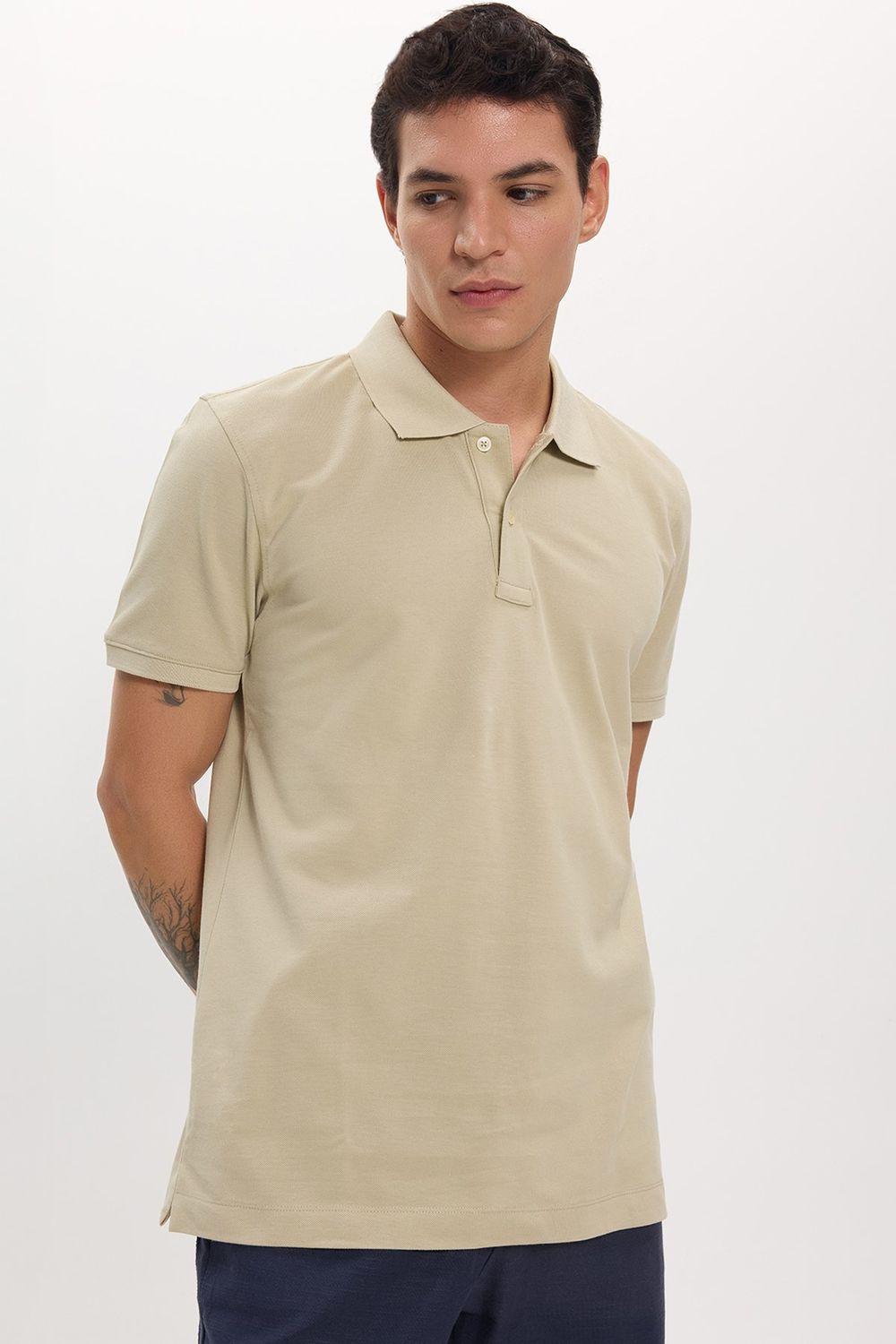 Erkek Slim Fit Dar Kesim Premium Seri %100 Pamuk Yumuşak Dokulu Merserize Gri Polo Yaka Tişört 