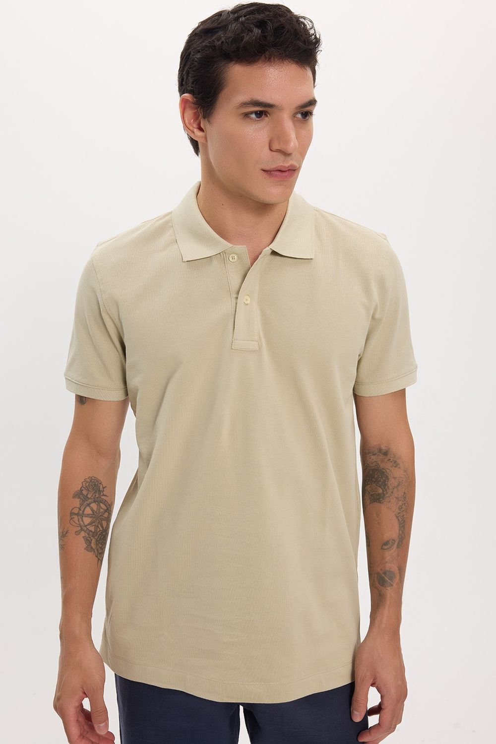 Erkek Slim Fit Dar Kesim Premium Seri %100 Pamuk Yumuşak Dokulu Merserize Gri Polo Yaka Tişört 