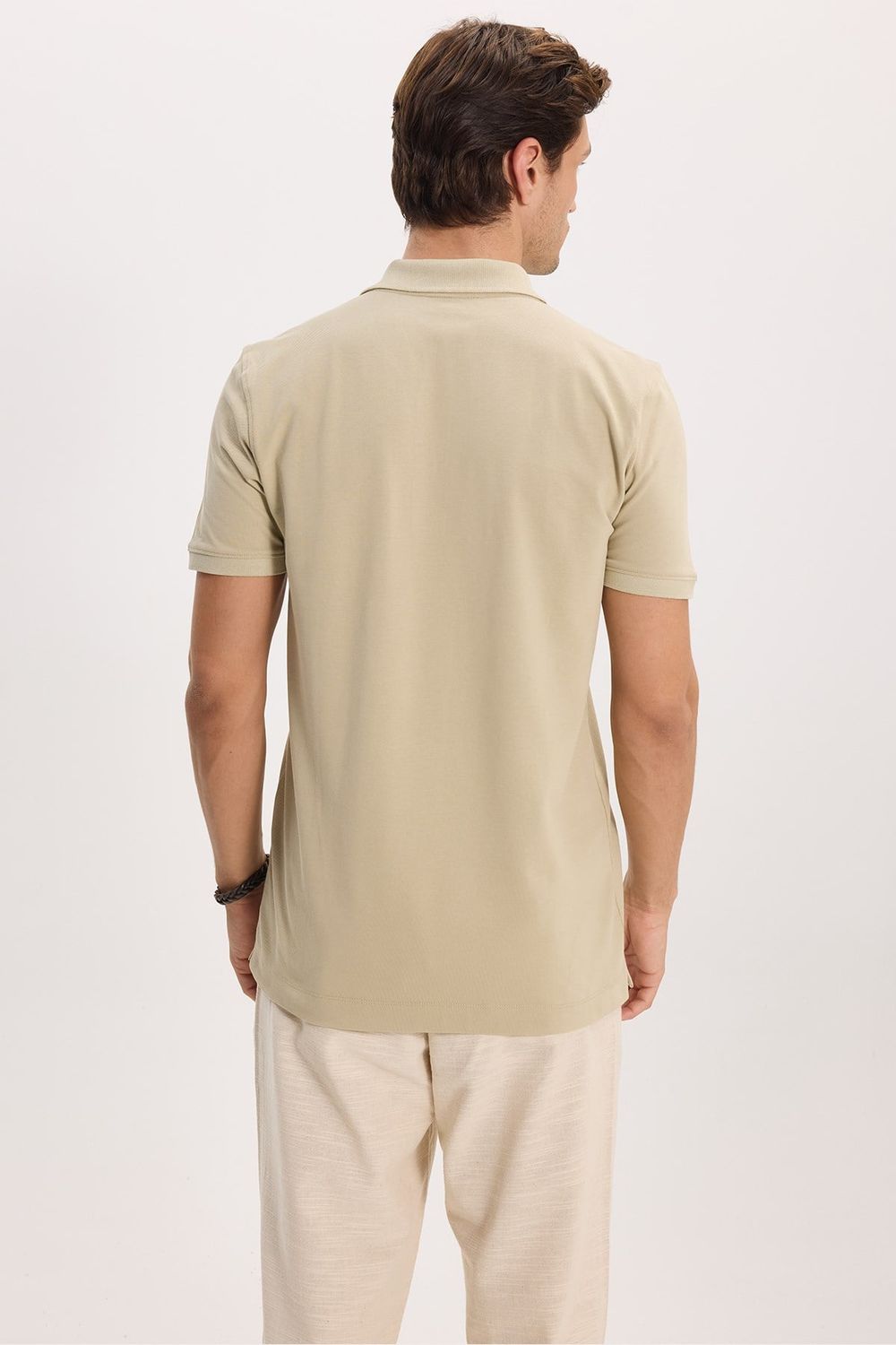 Erkek Slim Fit Dar Kesim Premium Seri %100 Pamuk Yumuşak Dokulu Merserize Gri Polo Yaka Tişört 